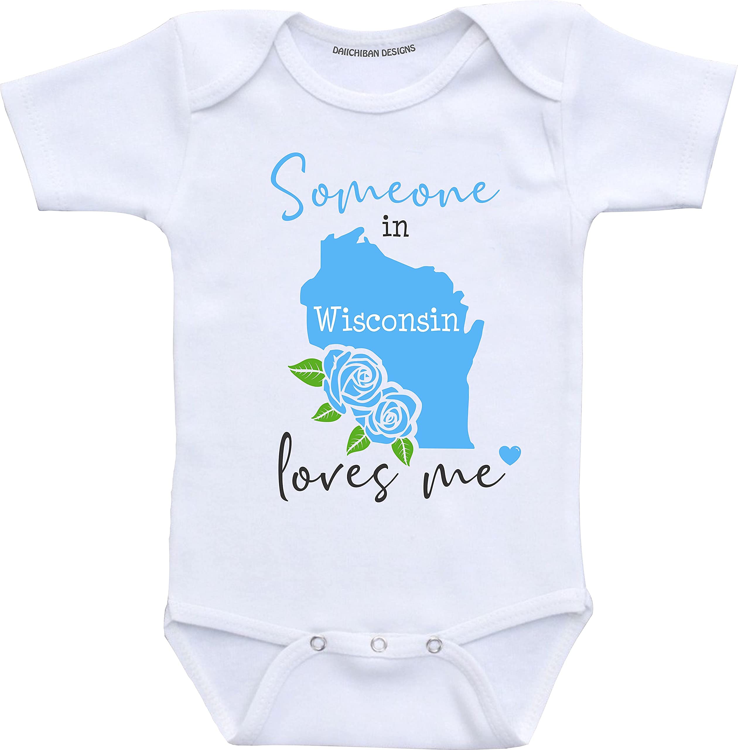 Daiichiban Designs Someone in Wisconsin loves me baby gifts Customizable