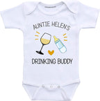 Aunt Drinking Buddy Funny Baby Bodysuit Infant Romper (24 Months) White