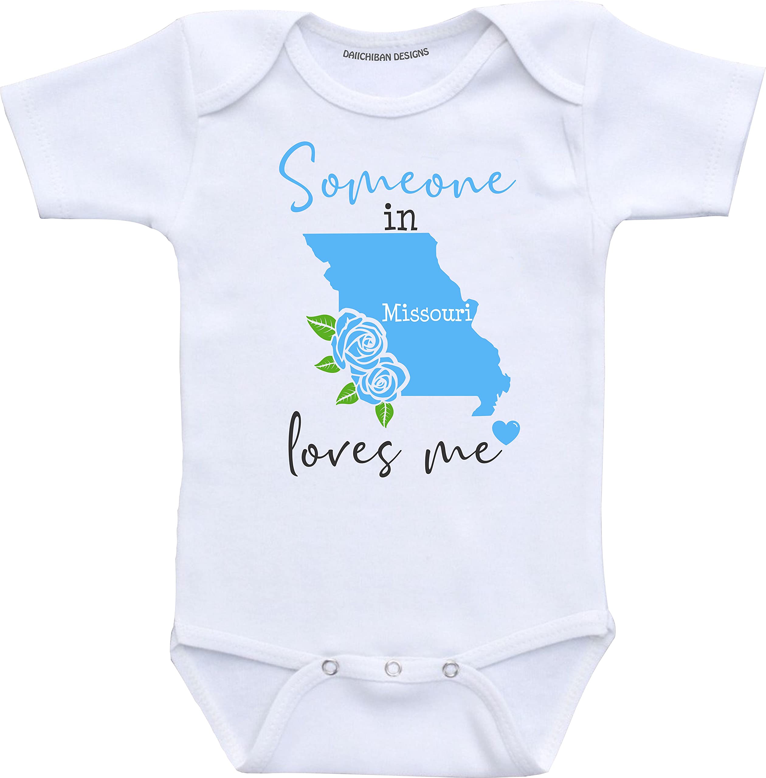 Daiichiban Designs Someone in Missouri loves me baby clothes infant romper
