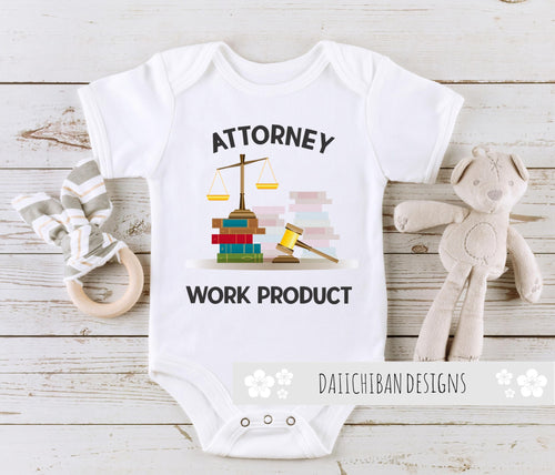 Daiichiban Designs Attorney Work Product Onesie Lawyer Baby Gift Romper Bodysuit