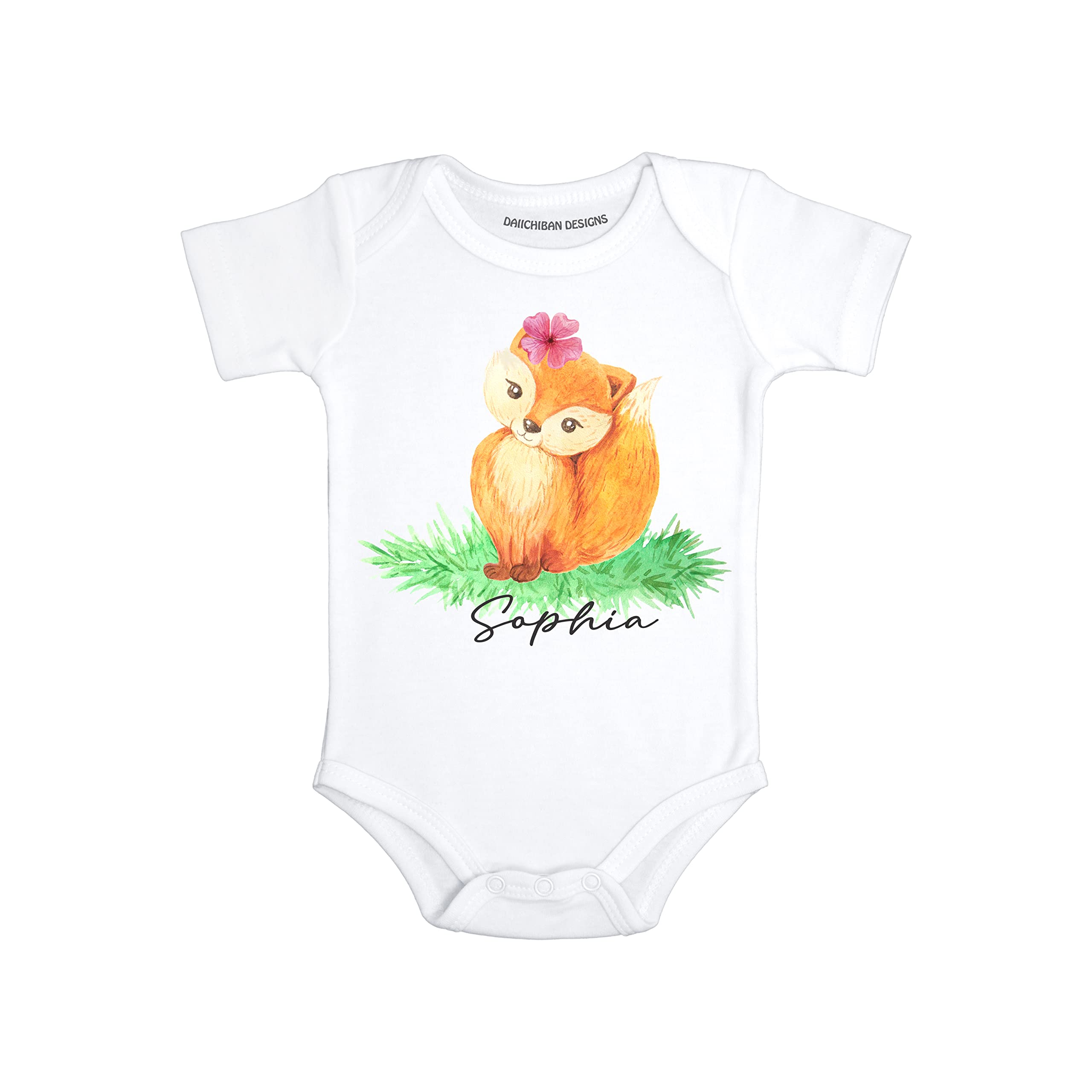 Daiichiban Designs Personalized Fox baby clothes girls Custom name baby girl outfit