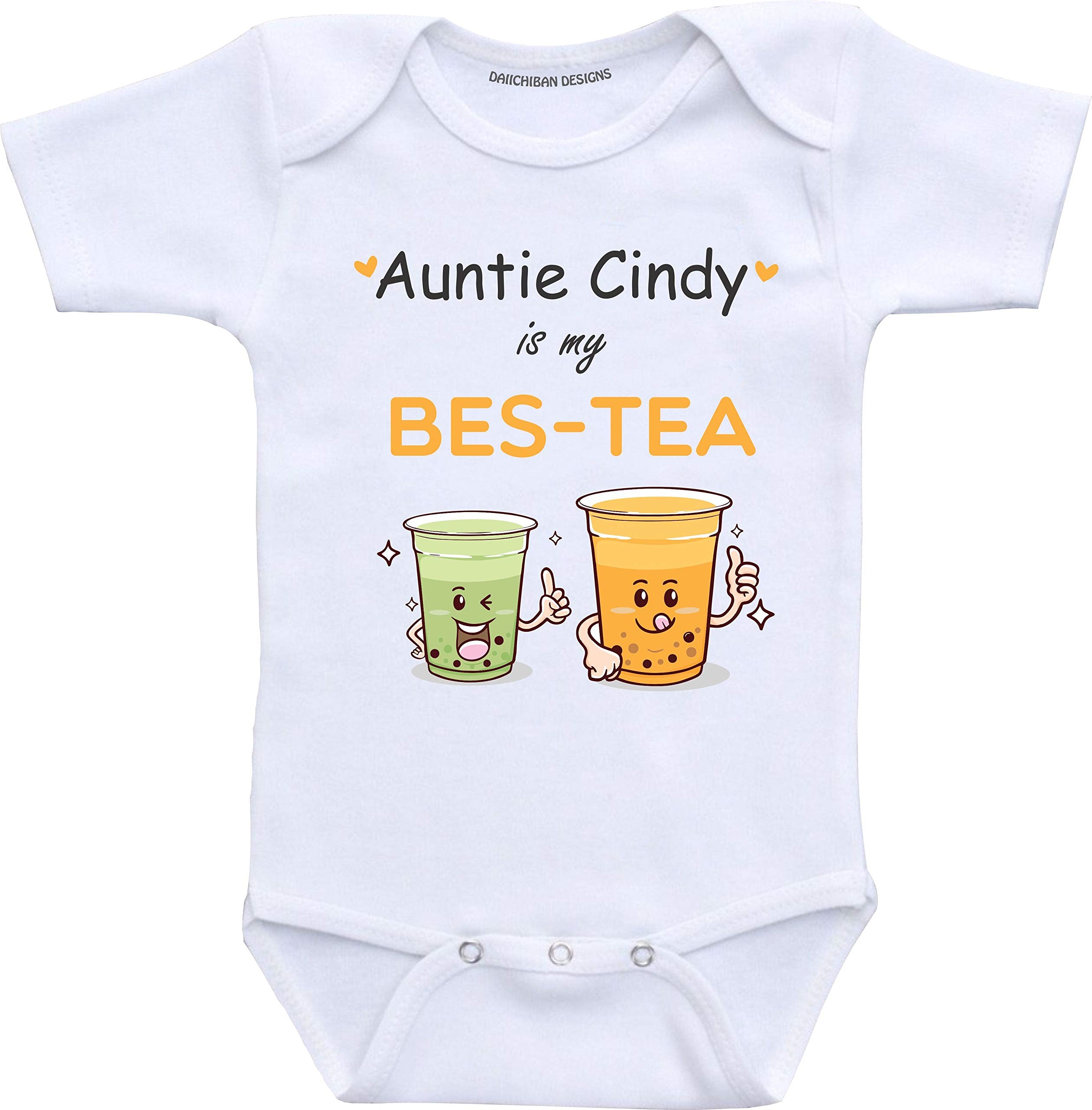 Daiichiban Designs Custom Aunt baby gift Auntie is my Bestie personalized baby clothes infant bodysuits