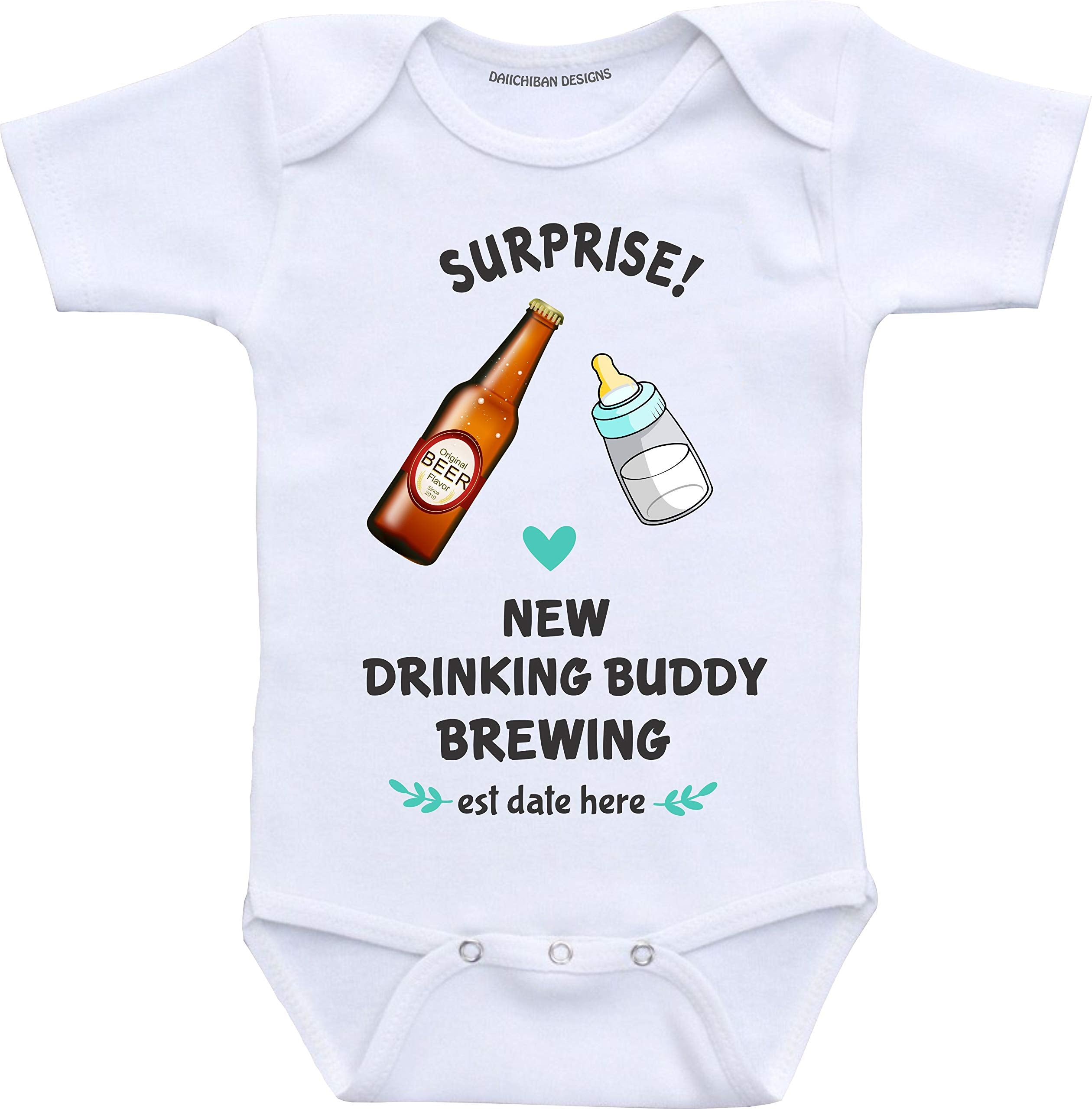 Daiichiban Designs Pregnancy reveal for Dad- Surprise New Drinking Buddy brewing- baby announcement to husband (newborn)