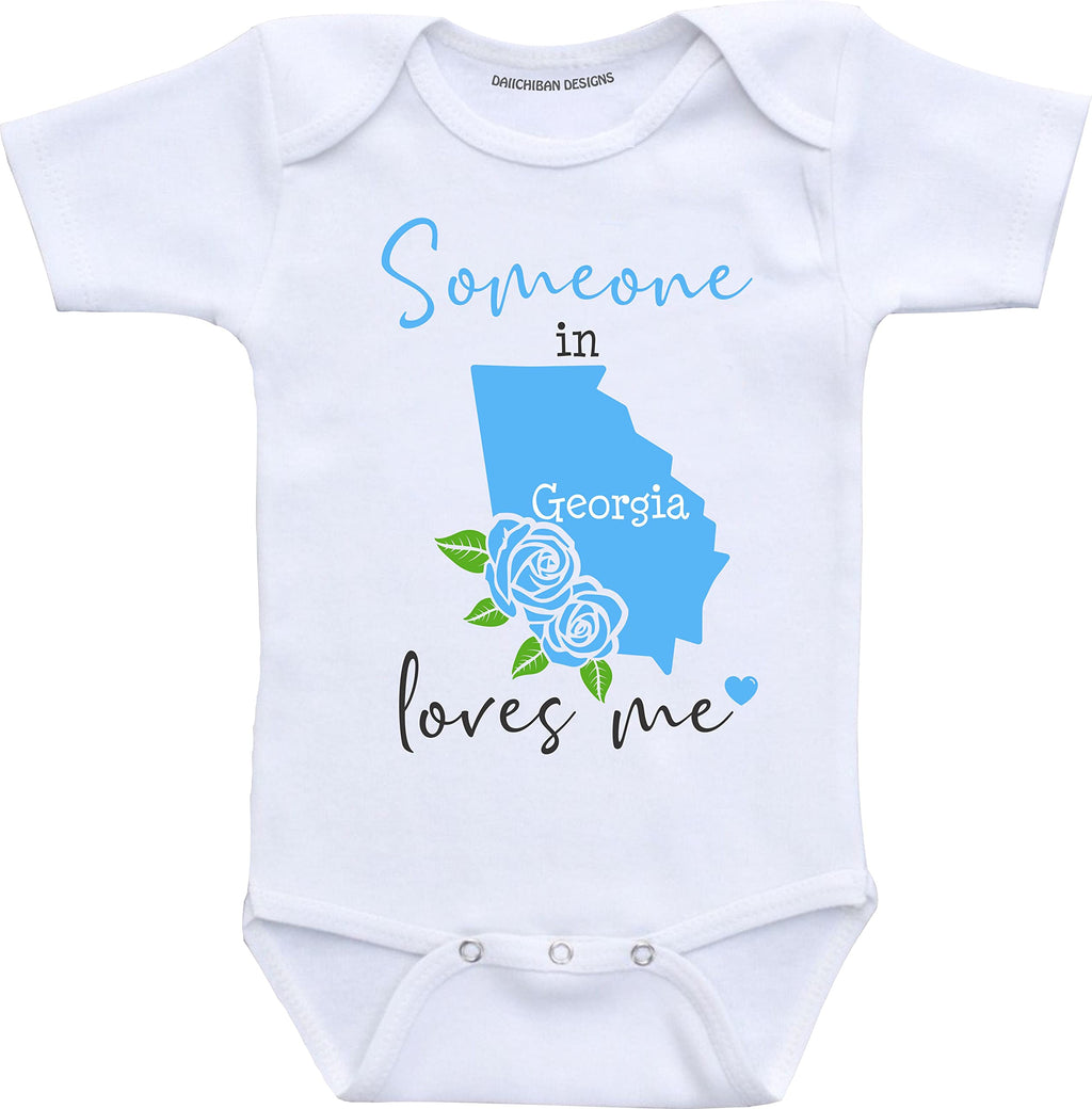 Daiichiban Designs Someone in Georgia loves me baby clothes infant creeper State customized gifts for babies