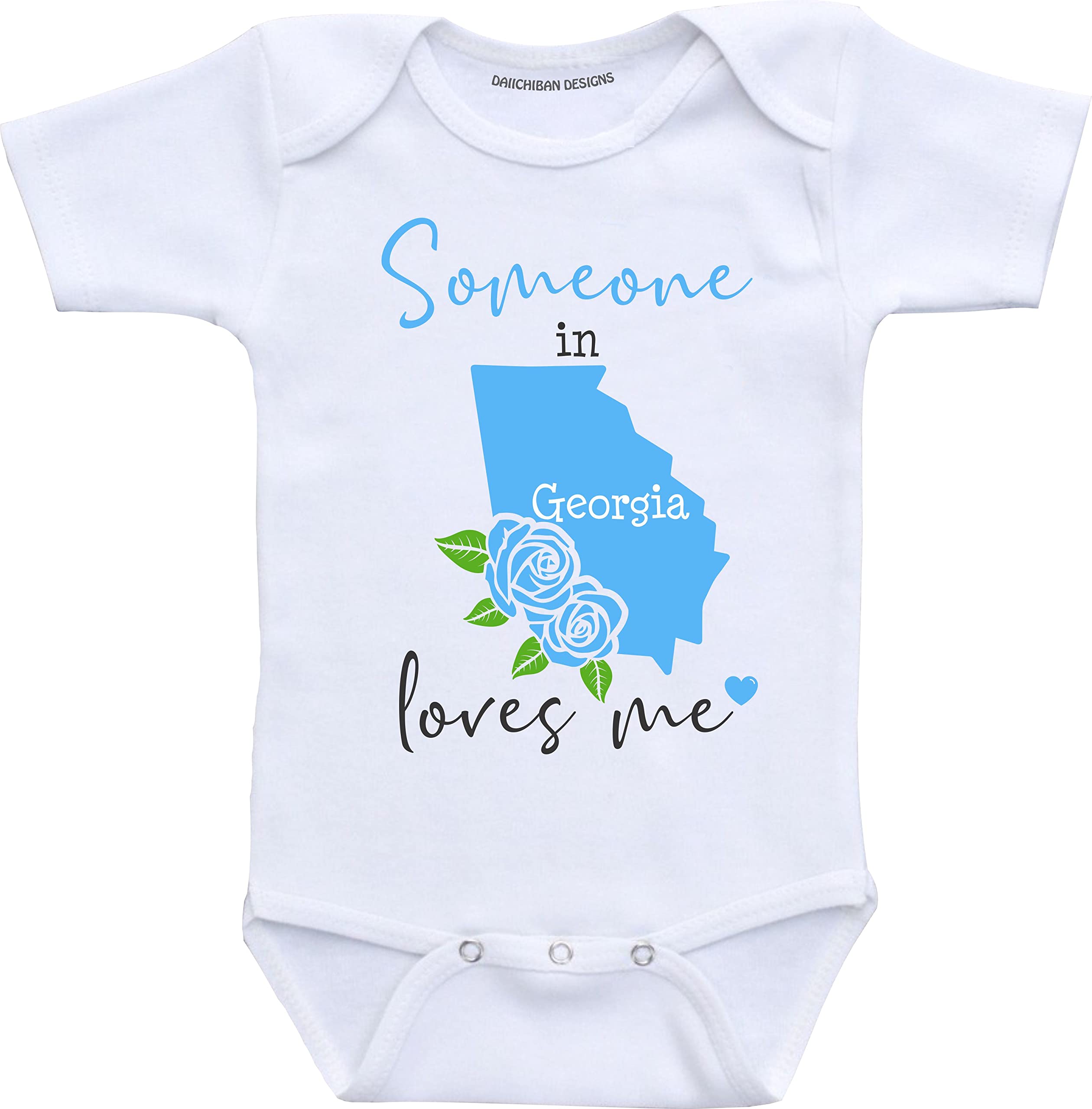 Daiichiban Designs Someone in Georgia loves me baby clothes infant creeper State customized gifts for babies