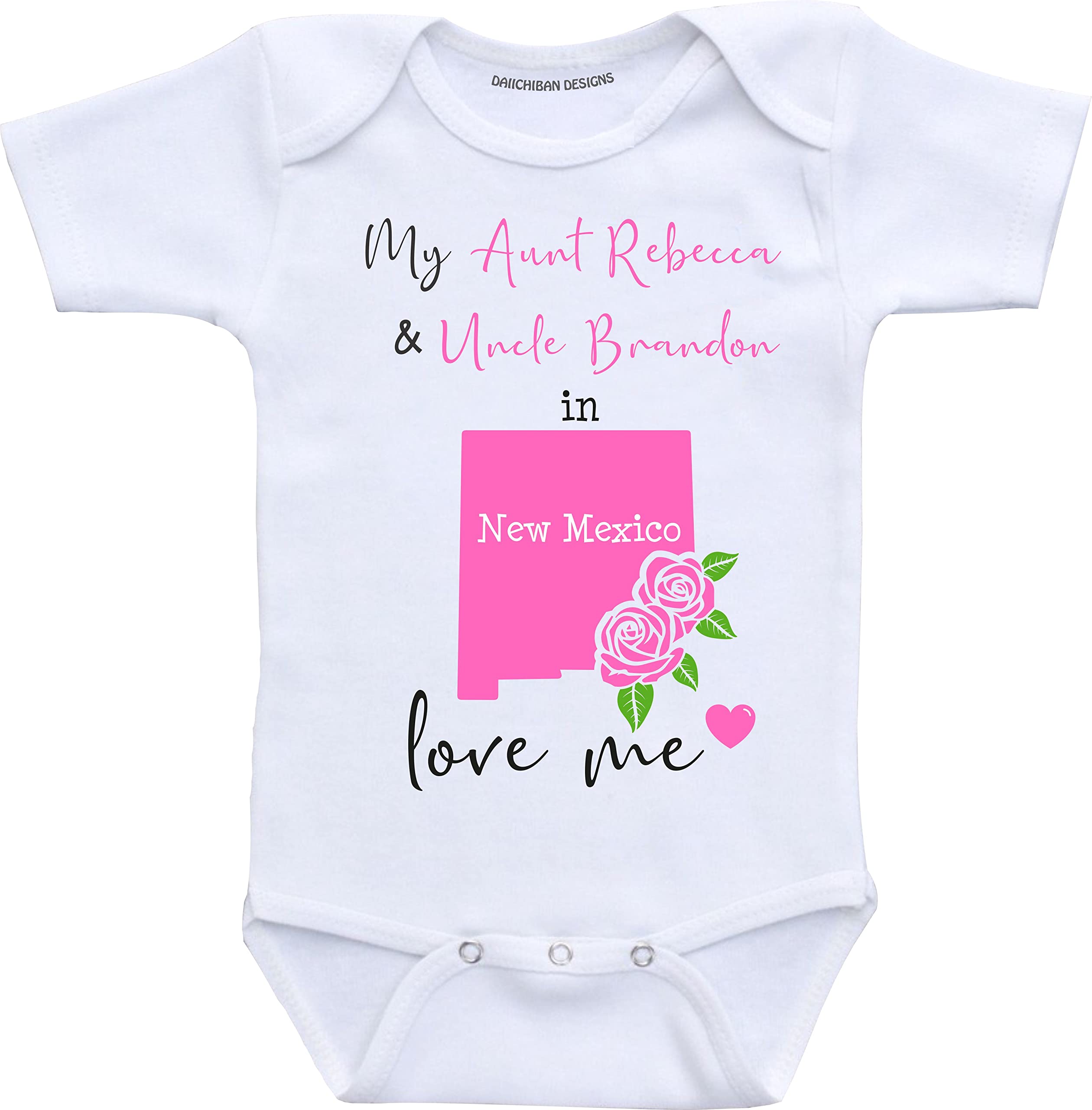 Daiichiban Designs Aunt and Uncle baby gifts Customizable New Mexico baby clothes