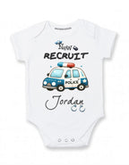 Daiichiban Designs Personalized Police Baby Bodysuit – “New Recruit” Custom Name gifts for babies