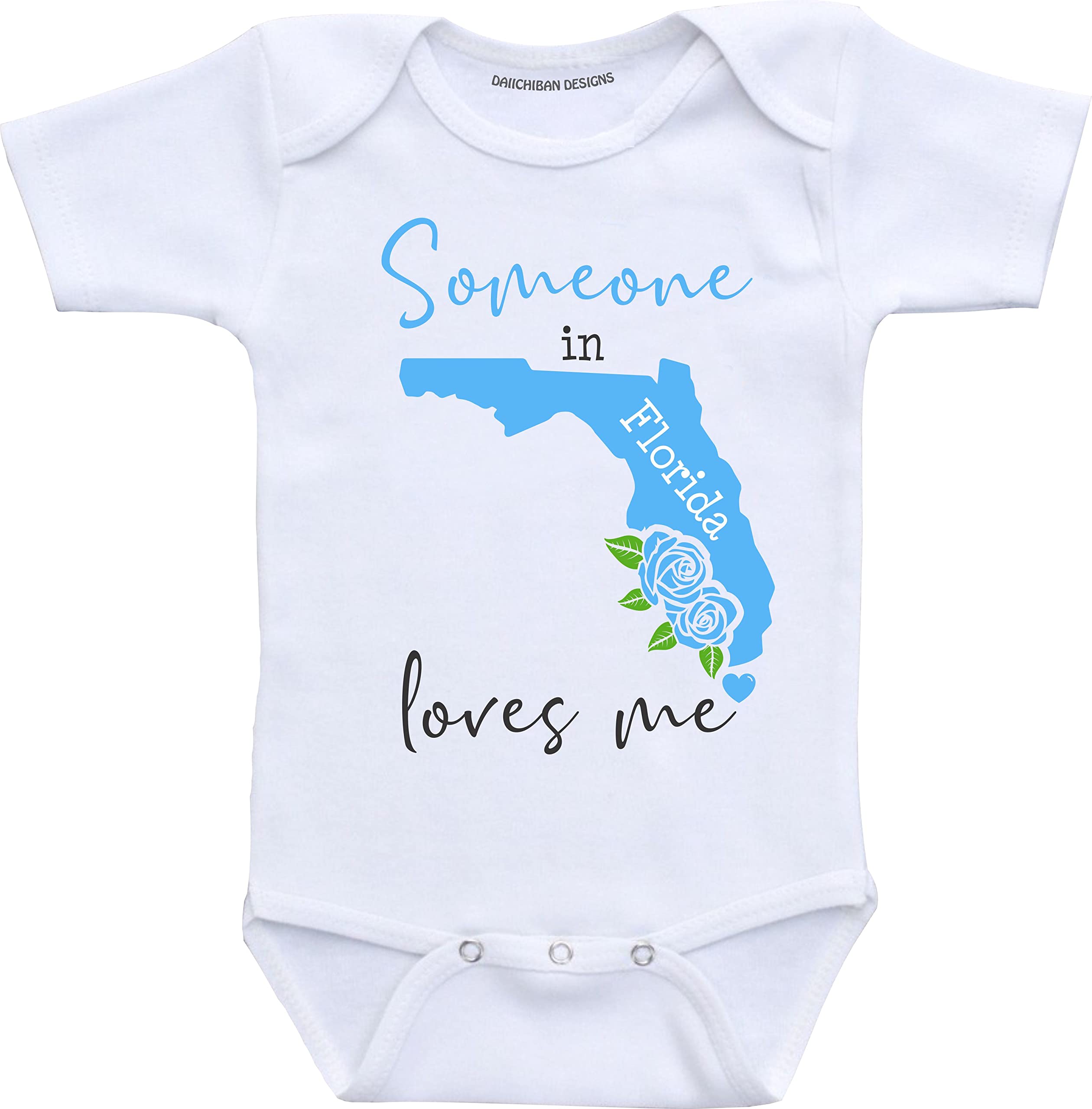 Daiichiban Designs Someone in Florida loves me baby clothes infant creeper State customized gifts for babies