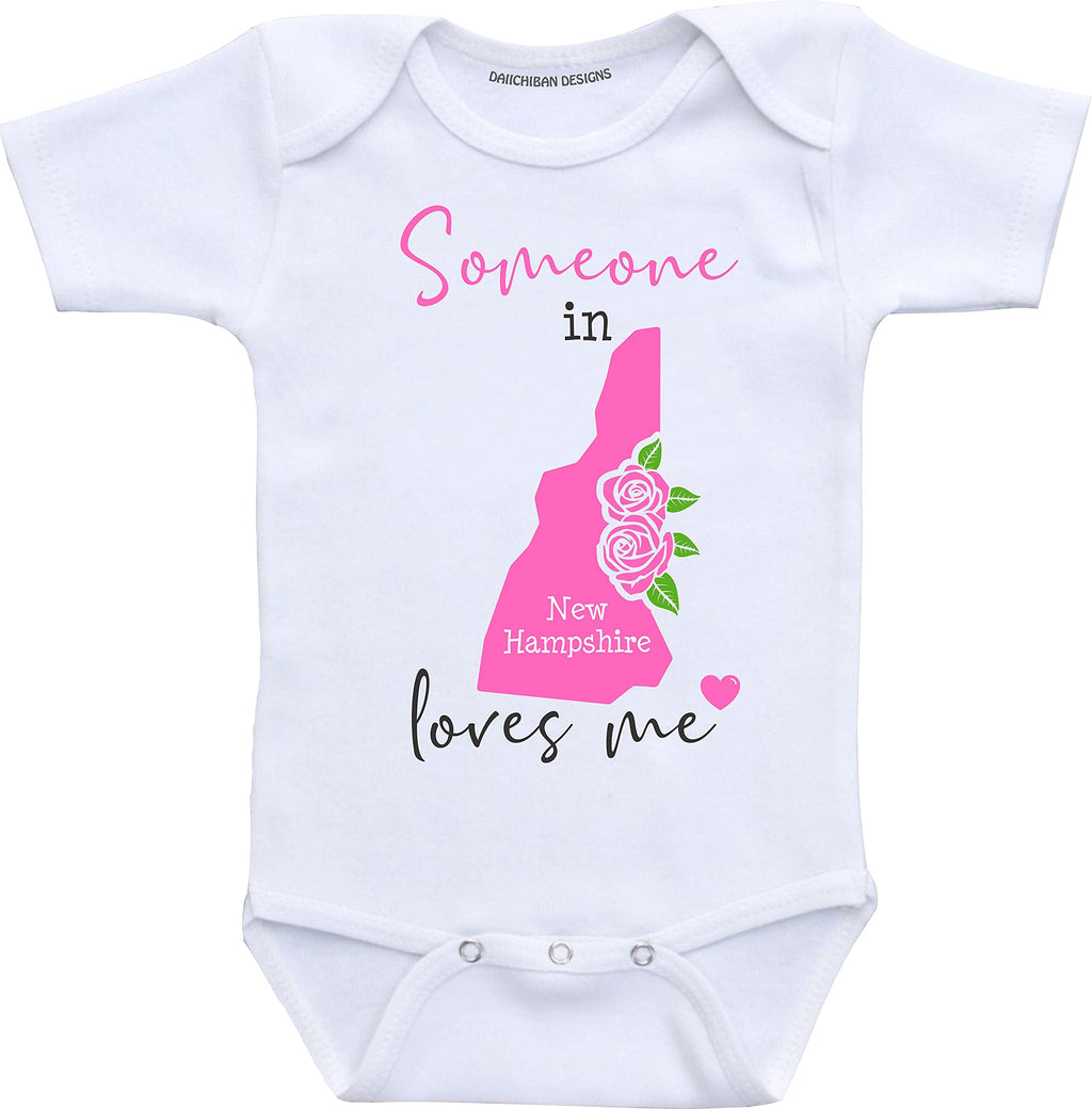 Daiichiban Designs Someone in New Hampshire loves me baby clothes infant romper