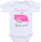 Daiichiban Designs Someone in Nebraska loves me baby clothes infant romper