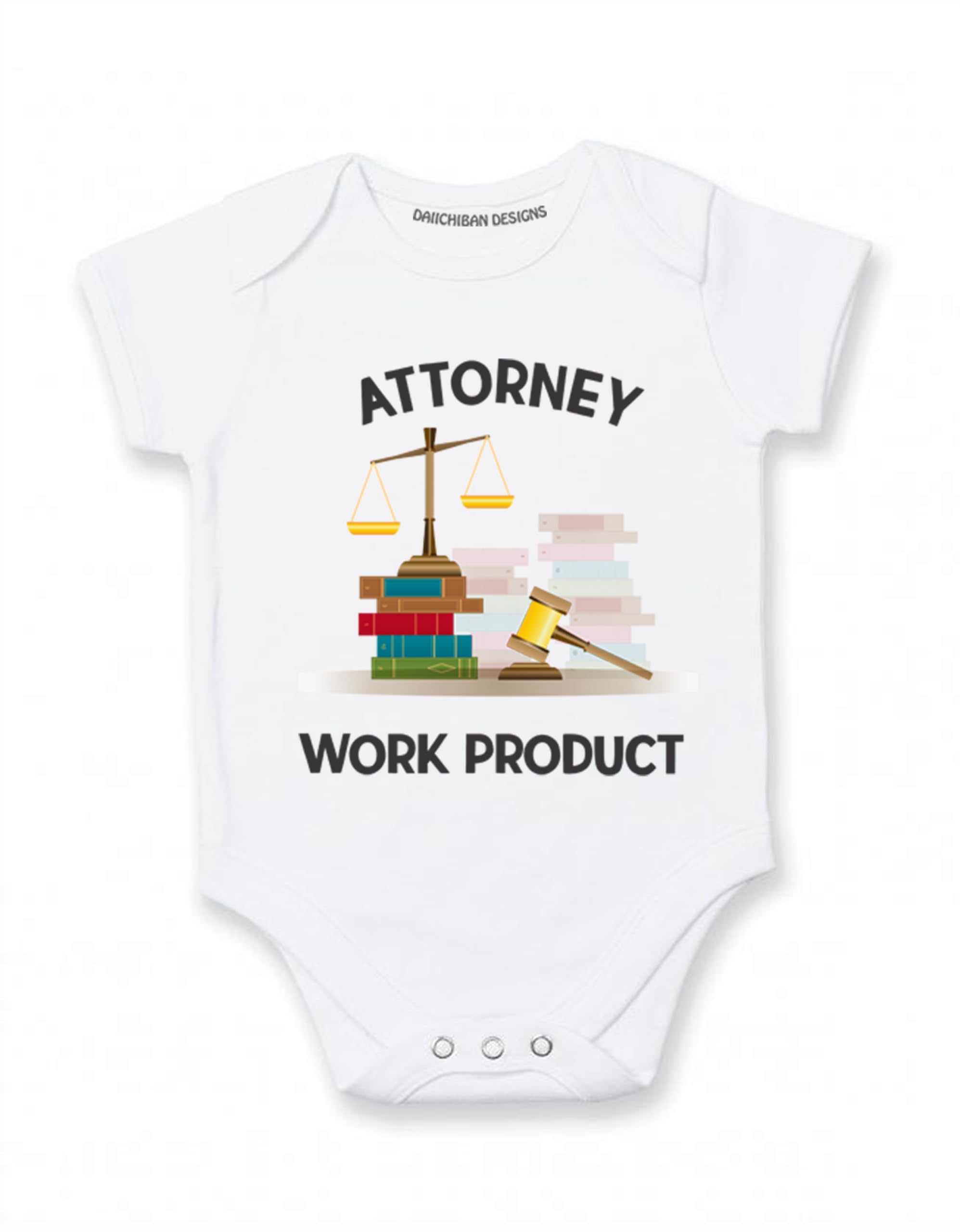 Daiichiban Designs Attorney Work Product Onesie Lawyer Baby Gift Romper Bodysuit