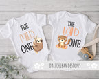 Daiichiban Designs Funny Twin Baby Bodysuit Set – “The Wild One & The Mild One” – Cute Matching Twin outfit