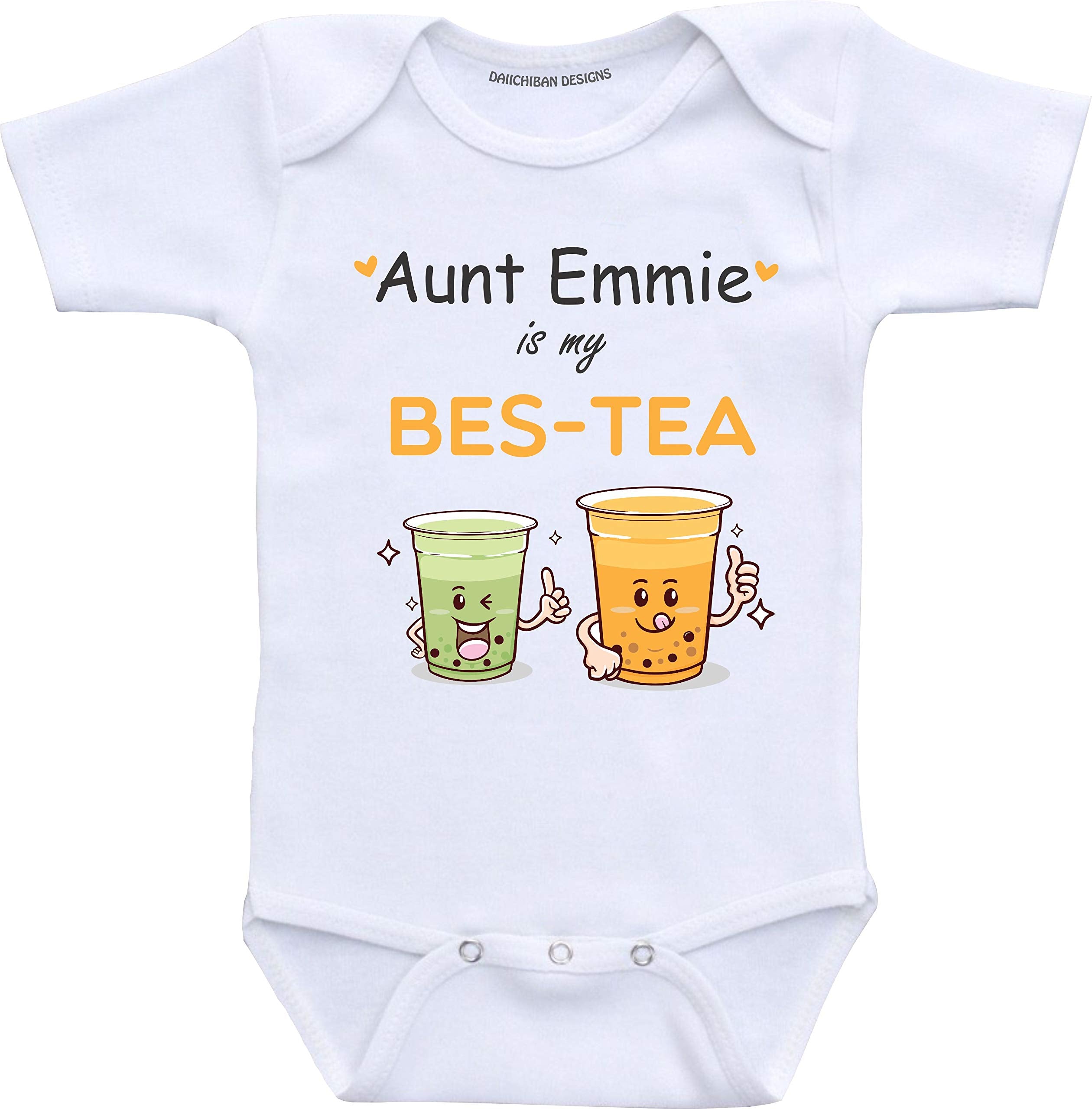 Daiichiban Designs Custom Aunt baby gift Auntie is my Bestie personalized baby clothes infant bodysuits