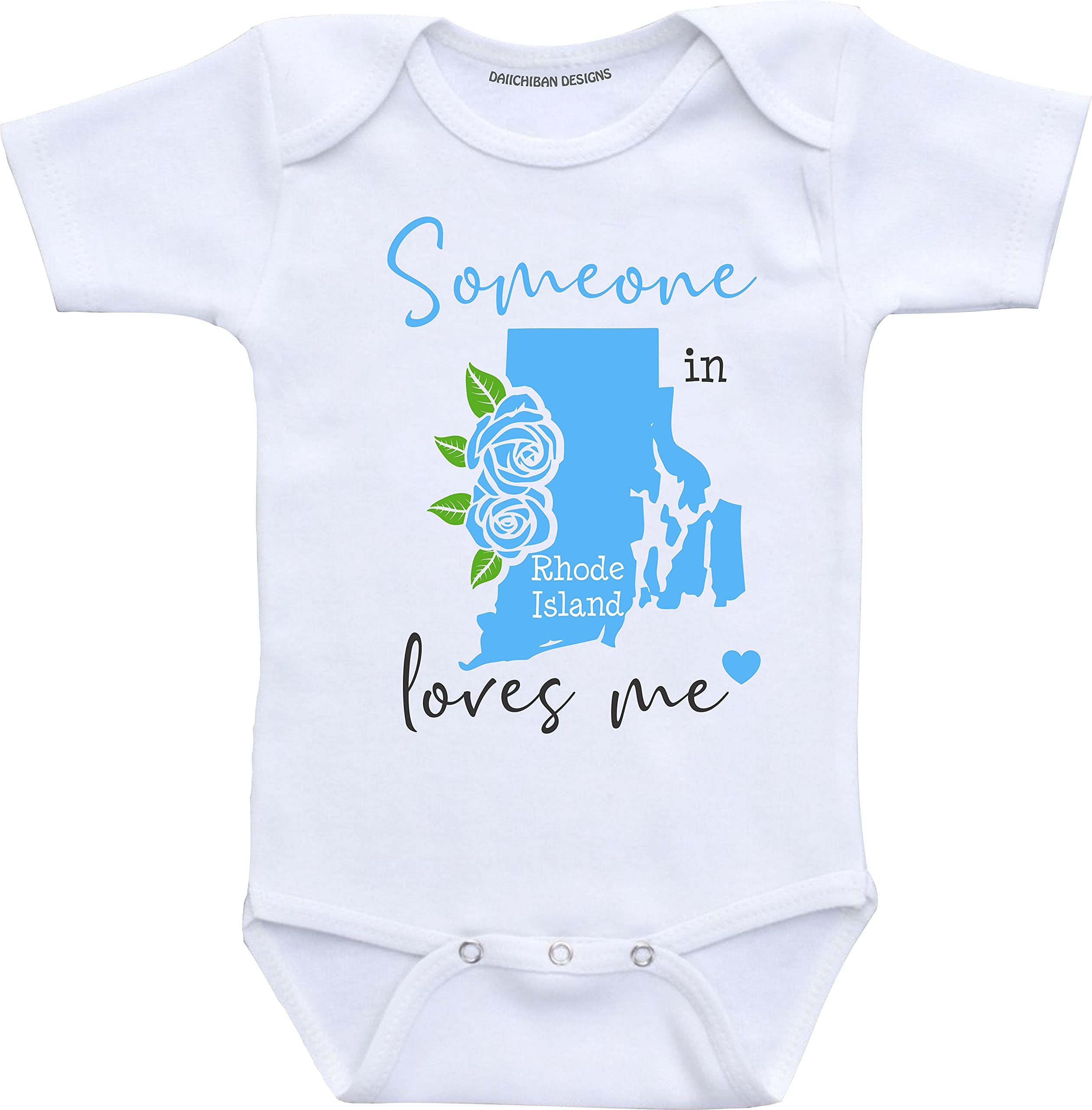 Daiichiban Designs Someone in Rhode Island loves me baby clothes Personalized