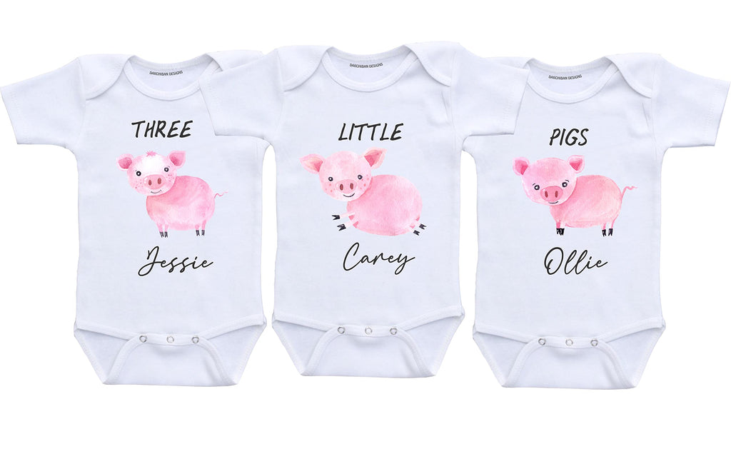 Daiichiban Designs Funny Triplets baby outfit personalized name baby outfit set of 3