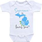Someone in Michigan loves me baby clothes infant creeper State customized gifts for babies
