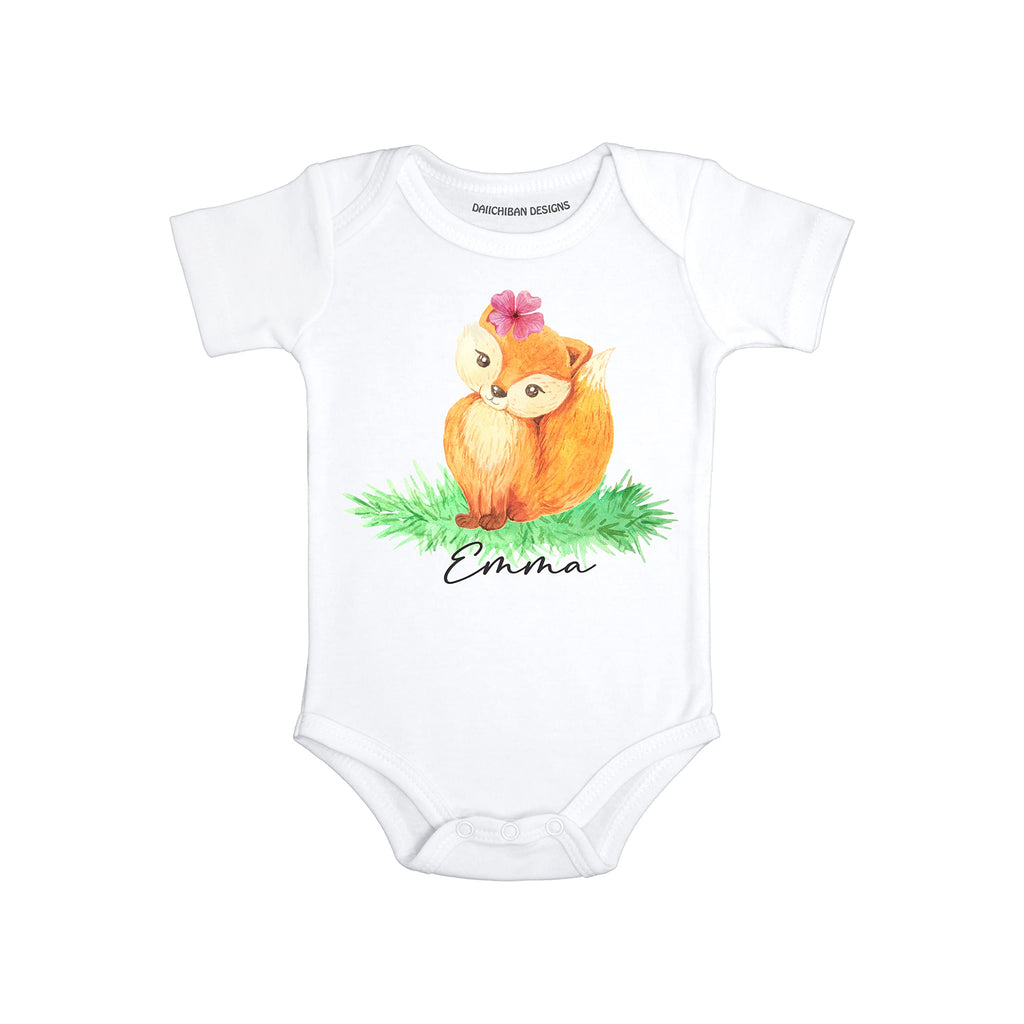 Daiichiban Designs Personalized Fox baby clothes girls Custom name baby girl outfit