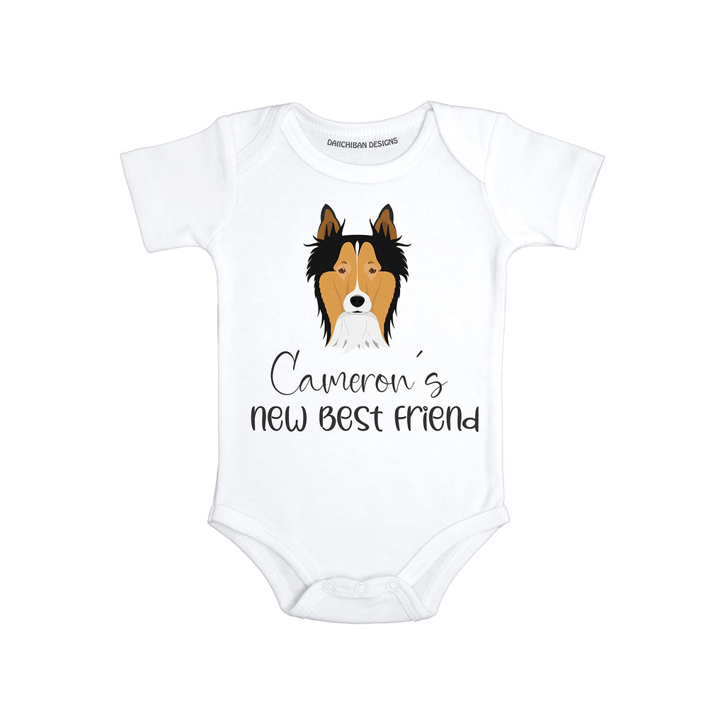 Personalized Dog baby bodysuit Collie baby clothes