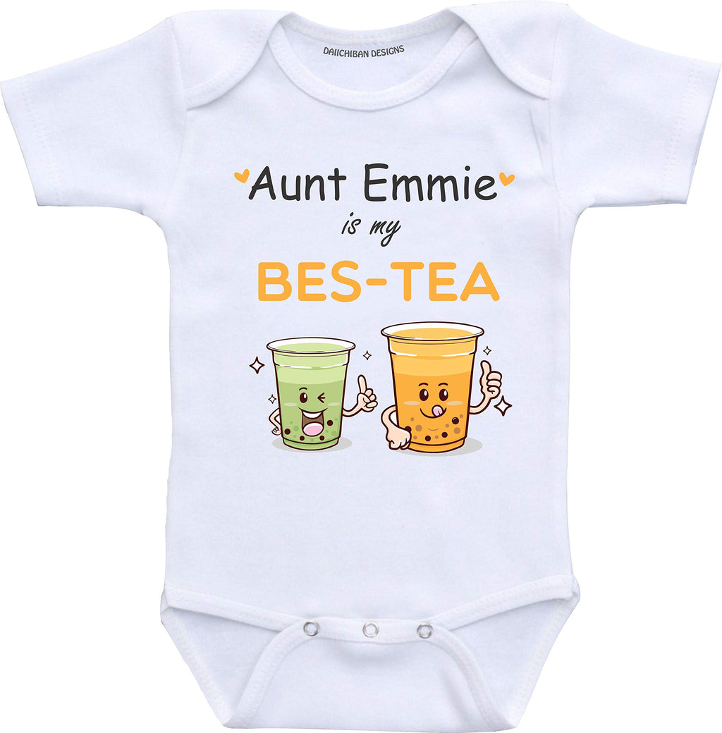 Daiichiban Designs Custom Aunt baby gift Auntie is my Bestie personalized baby clothes infant bodysuits