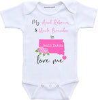 Daiichiban Designs Aunt and Uncle baby gifts Customizable South Dakota baby clothes
