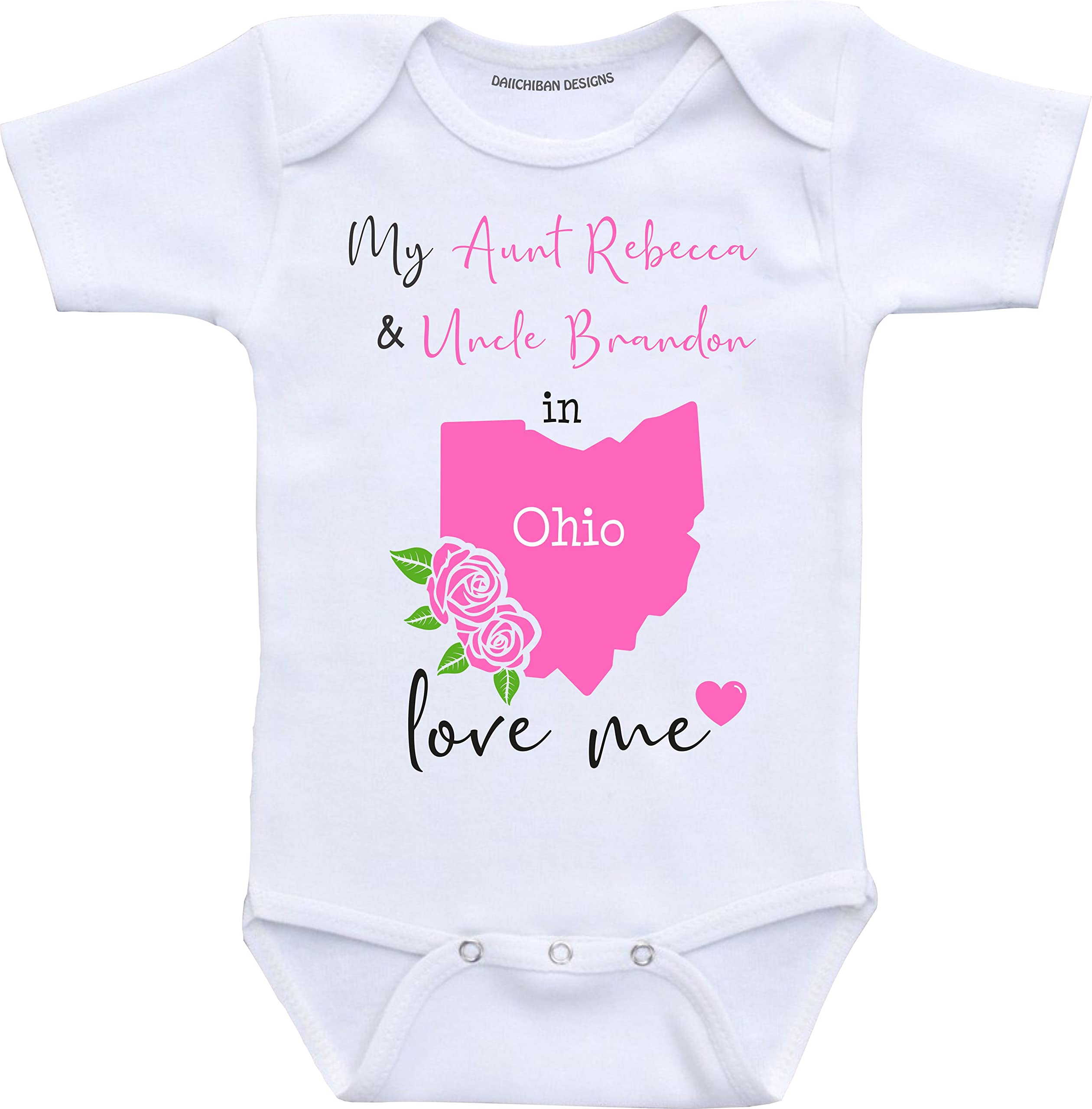 Daiichiban Designs Customizable Aunt and Uncle baby clothes Ohio State baby gifts