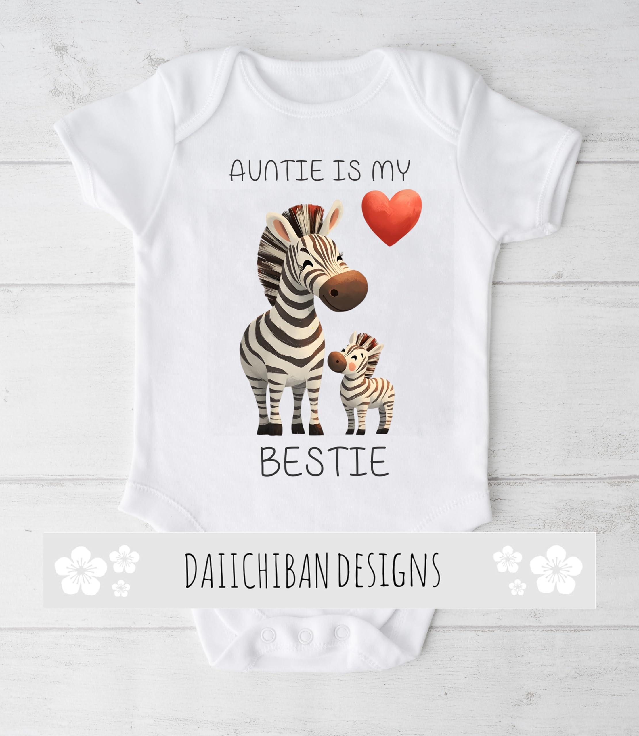 Daiichiban Designs Auntie’s Bestie Baby Bodysuit – Cute Infant One Piece Outfit – Funny Aunt Baby Gift