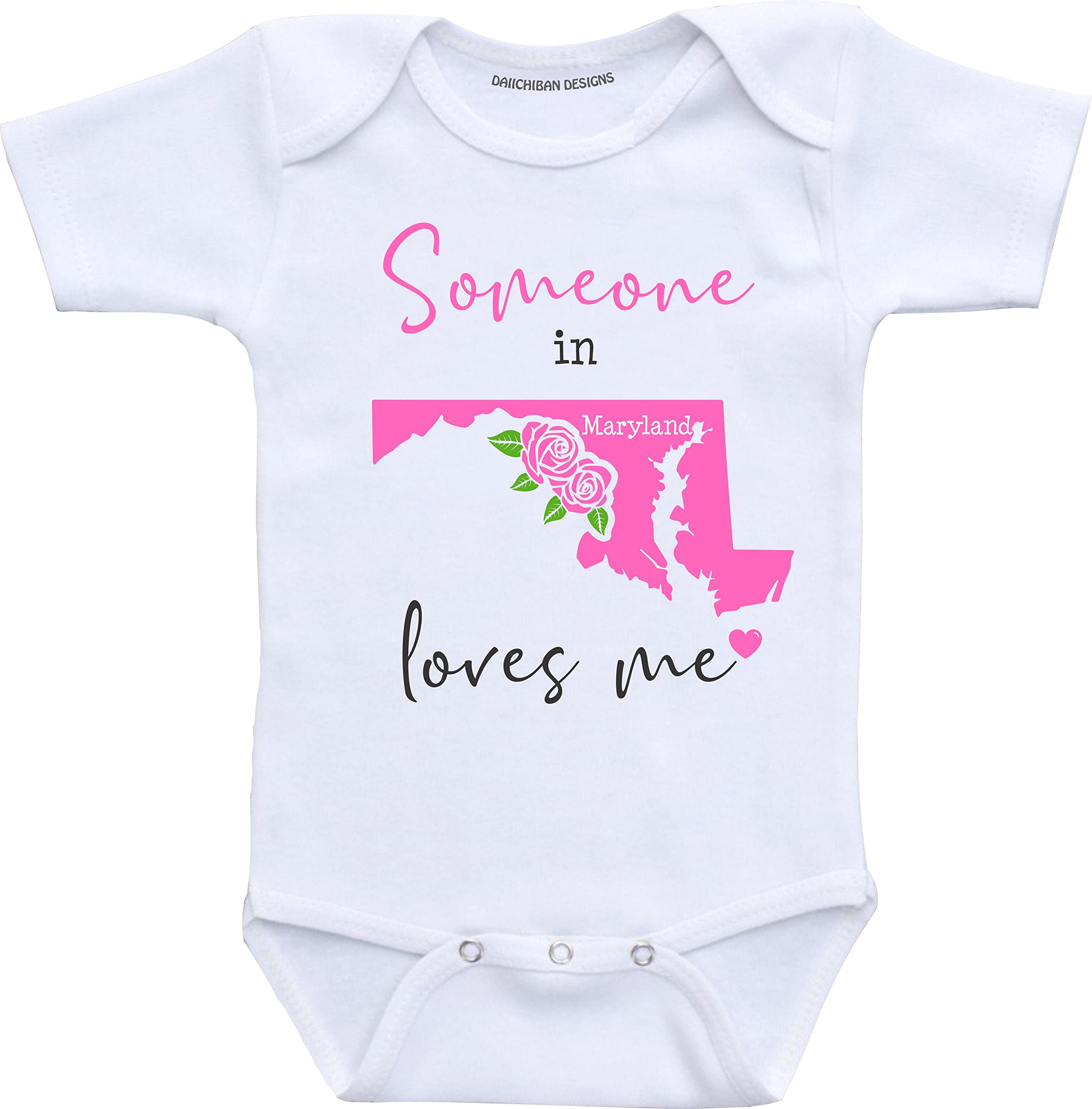 Daiichiban Designs Someone in Delaware loves me baby clothes infant creeper State customized gifts for babies