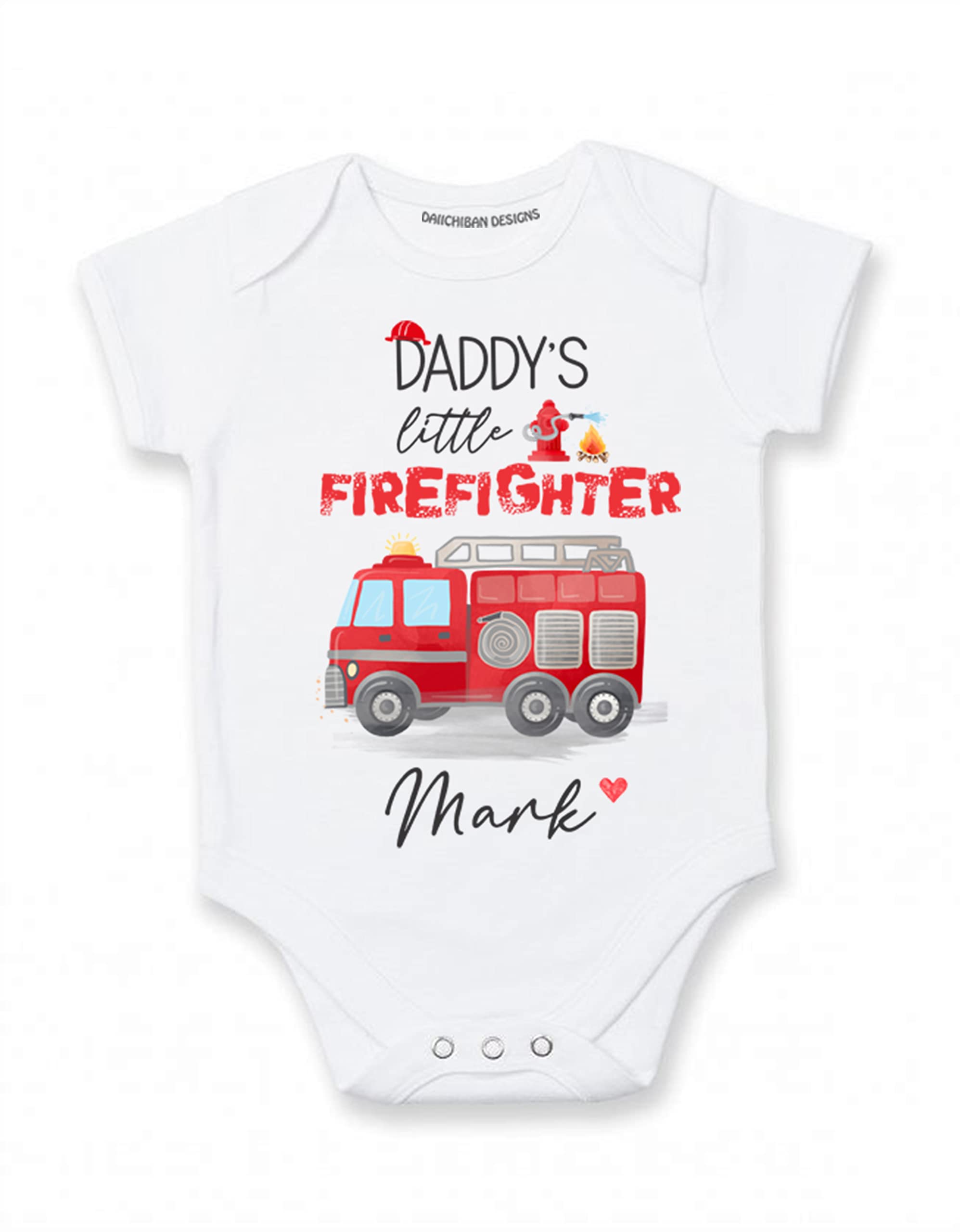Daddys little Firefighter baby boy gifts personalized with name