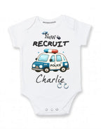 Daiichiban Designs Personalized Police Baby Bodysuit – “New Recruit” Custom Name gifts for babies