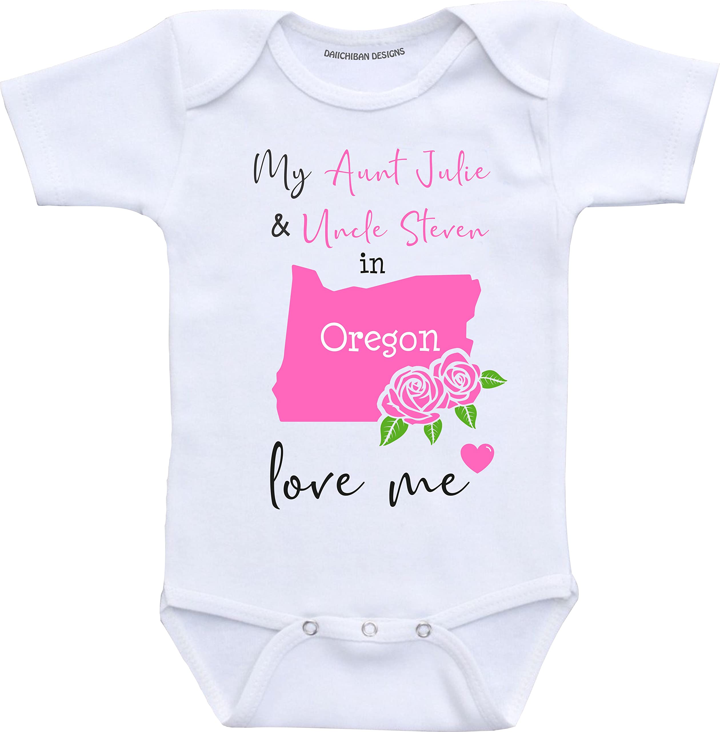 Daiichiban Designs Aunt and Uncle baby gifts Customizable Oregon baby clothes