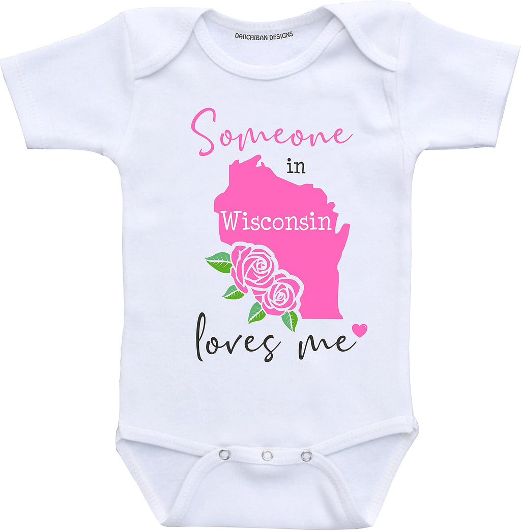 Daiichiban Designs Someone in Wisconsin loves me baby gifts Customizable