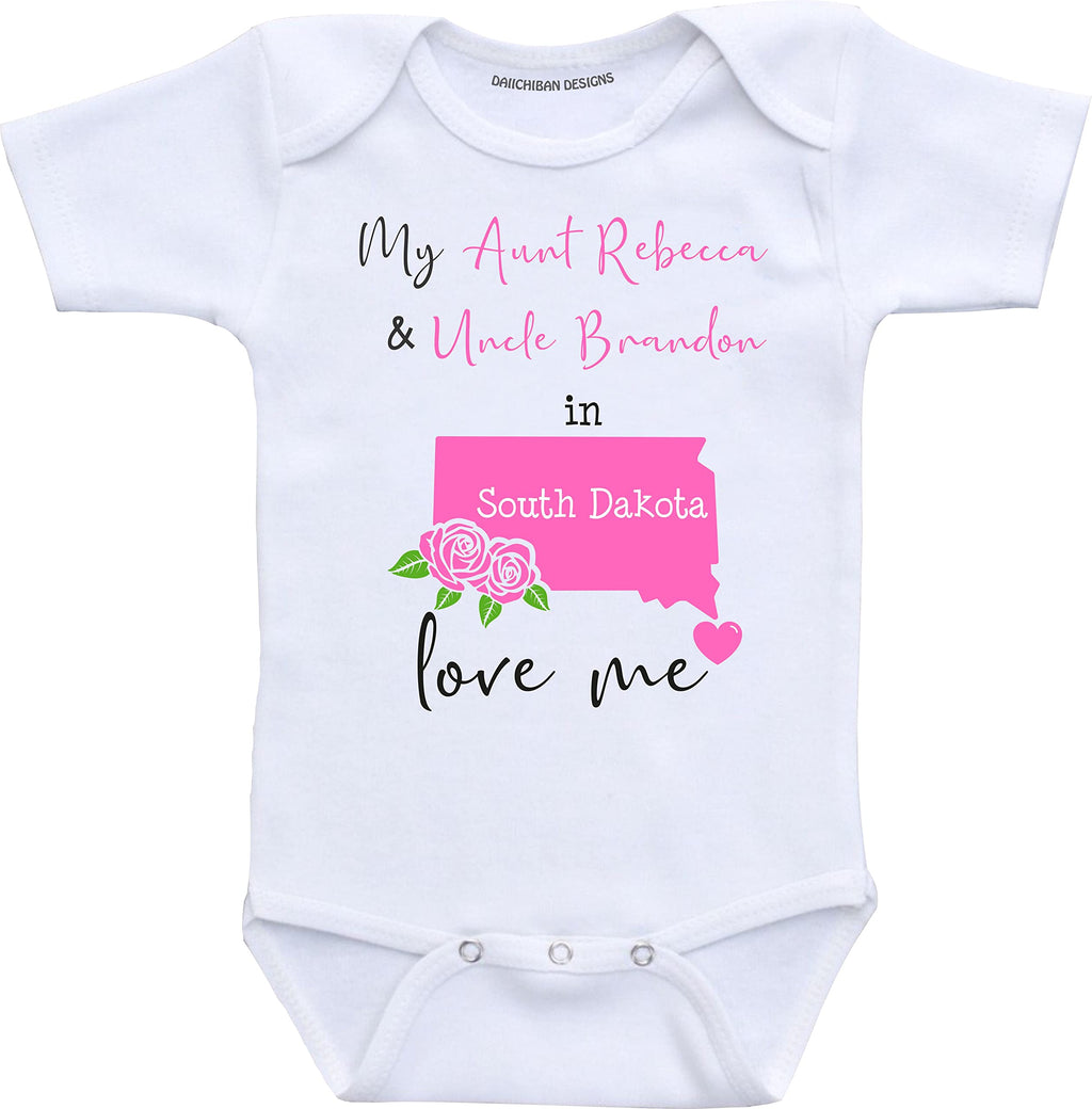 Daiichiban Designs Aunt and Uncle baby gifts Customizable South Dakota baby clothes