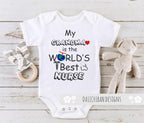 Daiichiban Designs Nurse Baby Bodysuit – “My Grandma is the World’s Best Nurse” – Cute Infant One Piece Outfit
