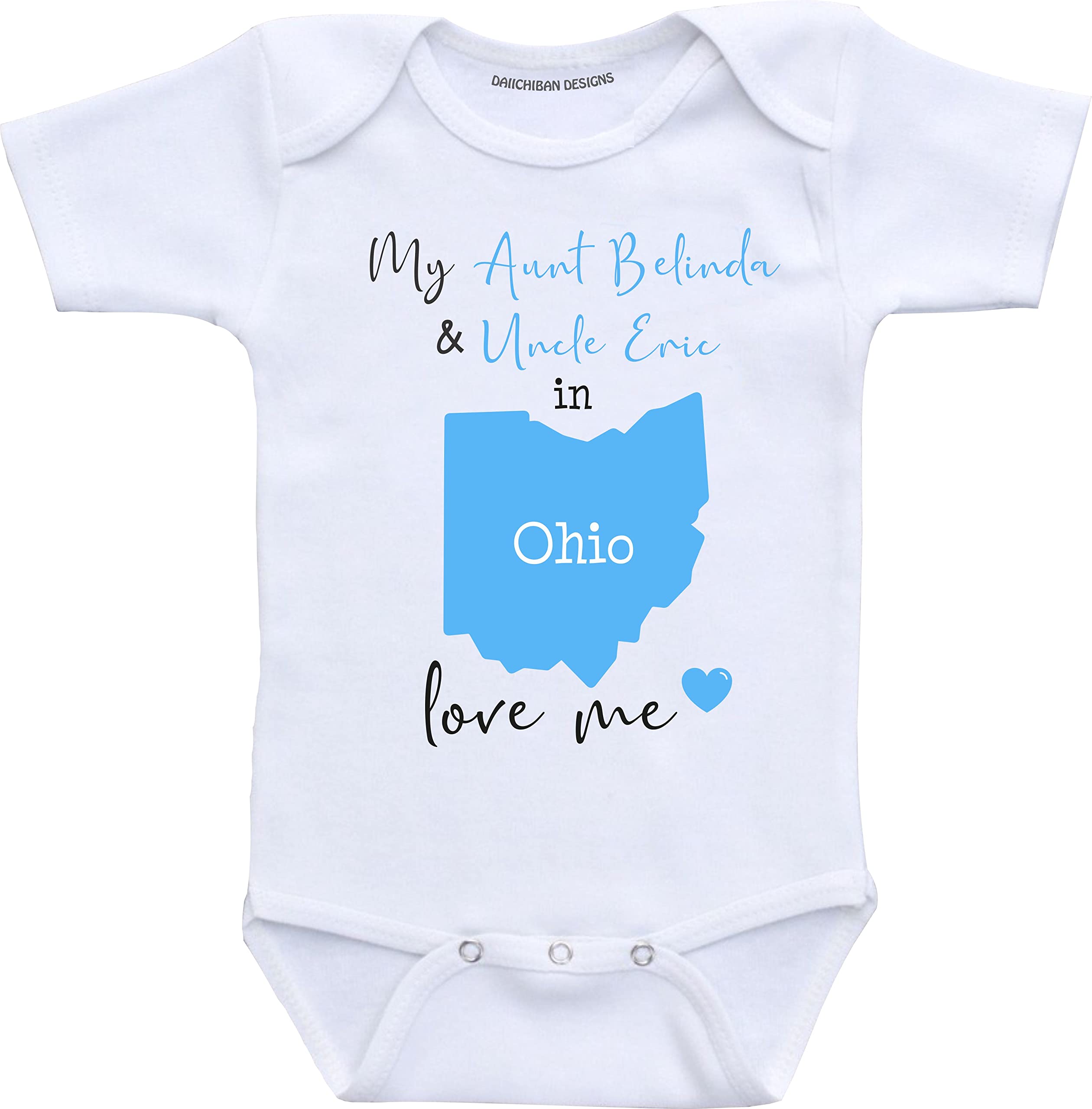 Daiichiban Designs Customizable Aunt and Uncle baby clothes Ohio State baby gifts