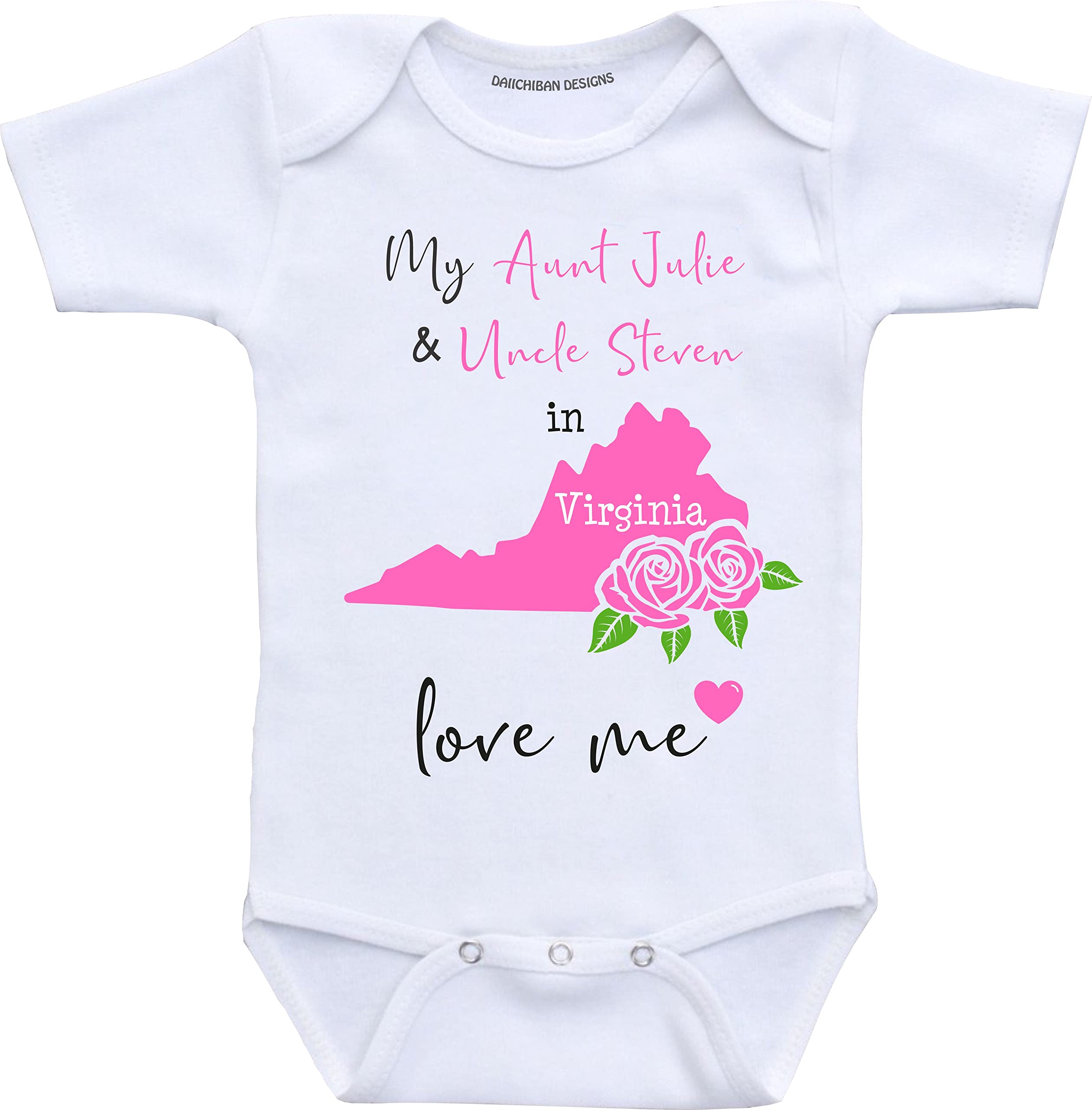 Daiichiban Designs Aunt and Uncle baby gifts Customizable Virginia baby clothes