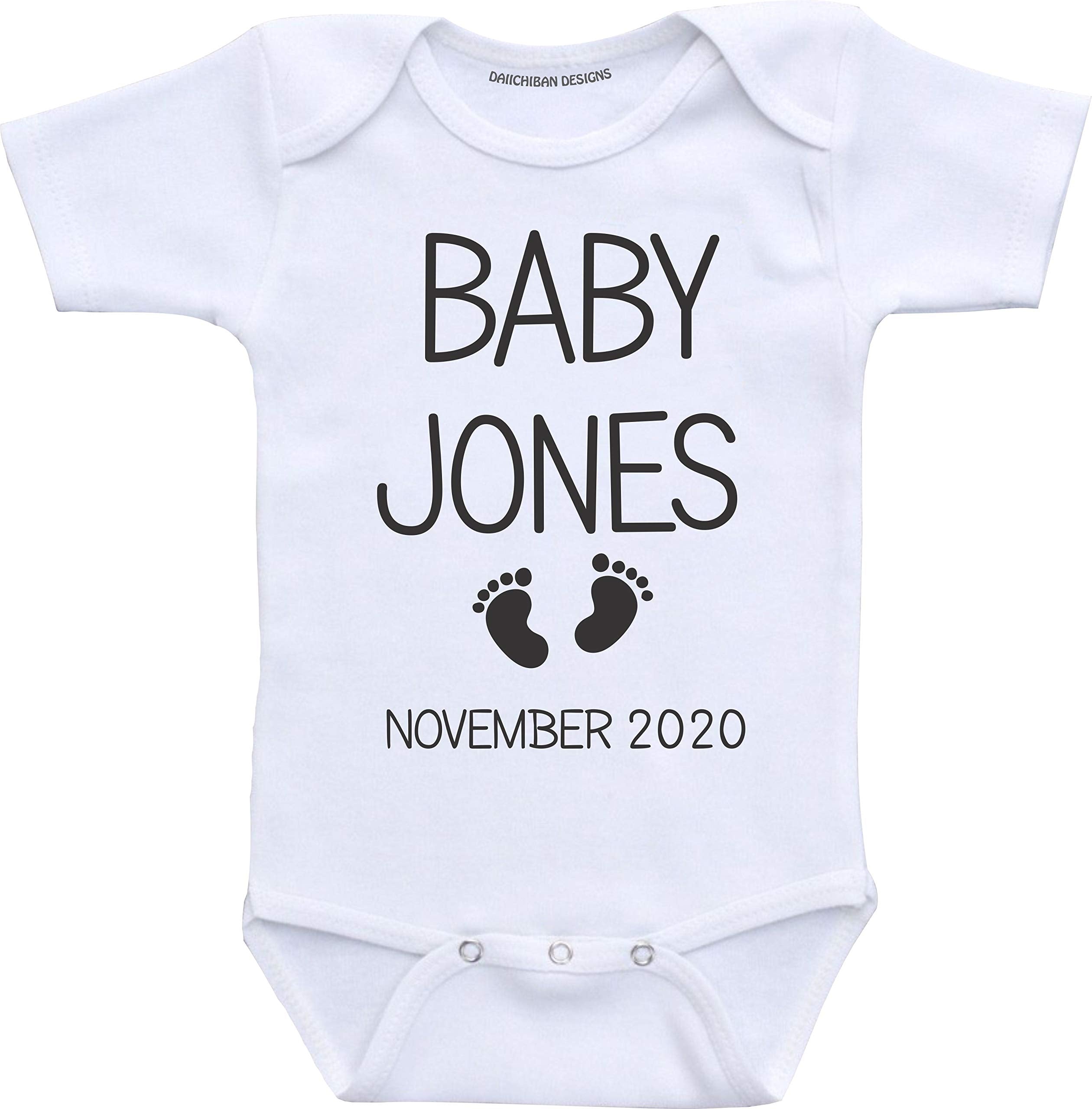 Daiichiban Designs Custom baby announcement Pregnancy reveal shirt infant bodysuit