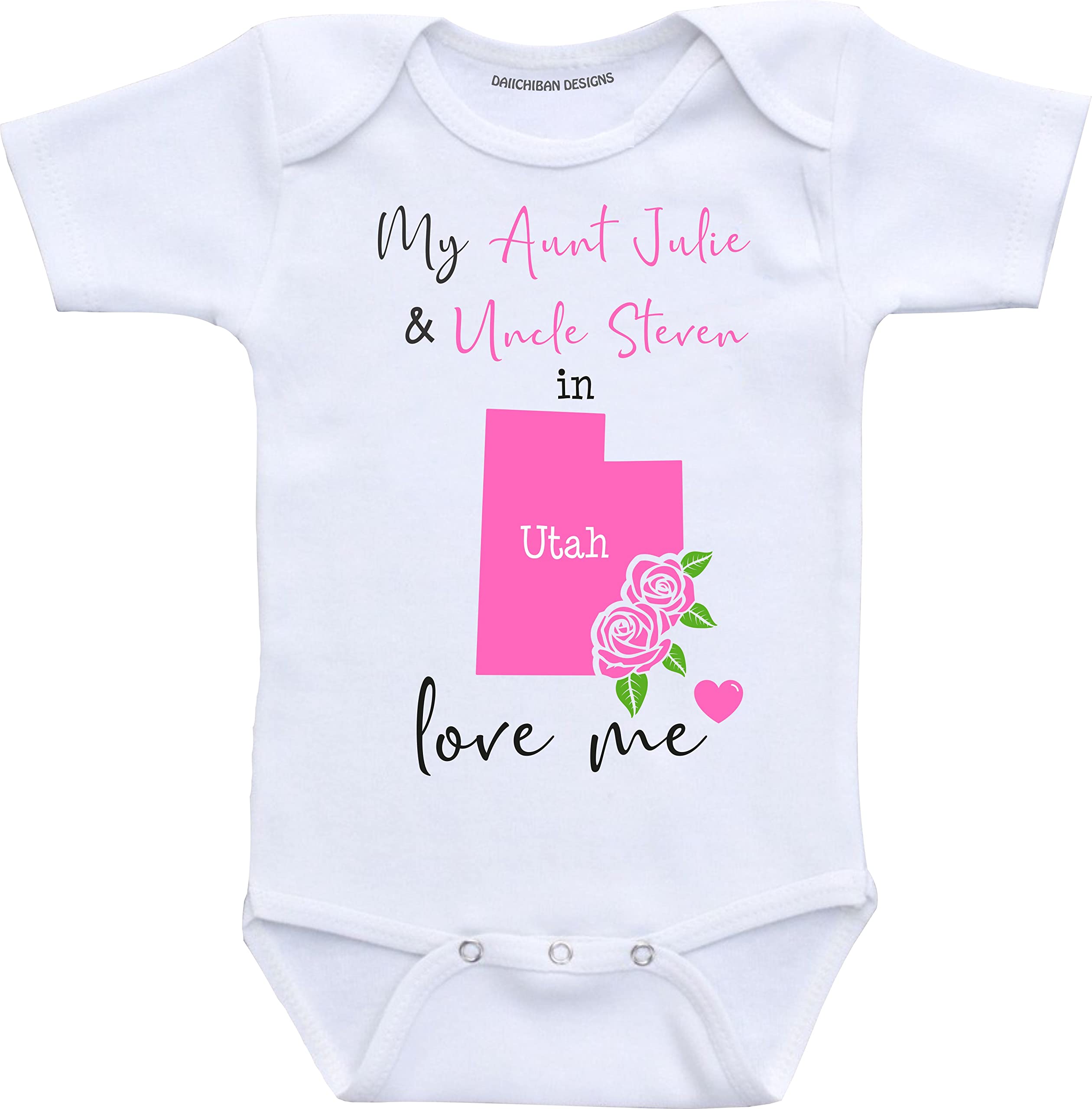 Daiichiban Designs Customizable Aunt and Uncle baby clothes Utah State baby gifts