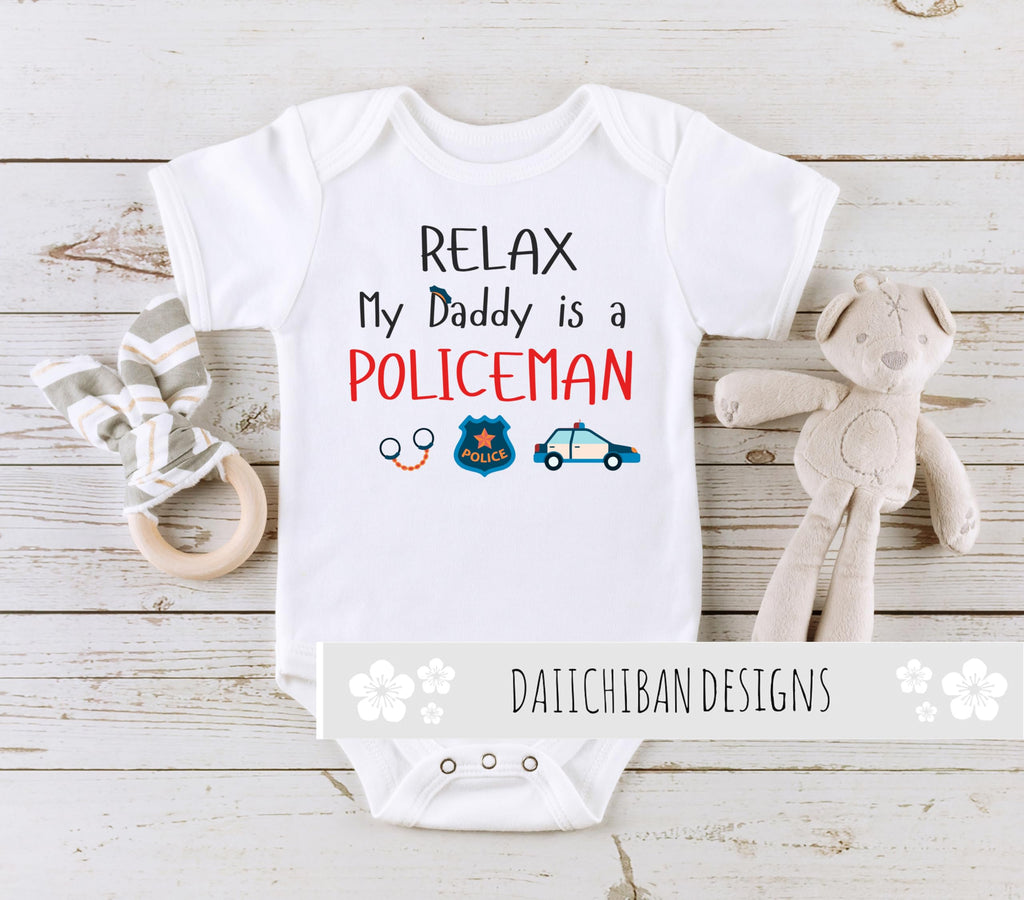 Daiichiban Designs My dad is a police officer baby outfit