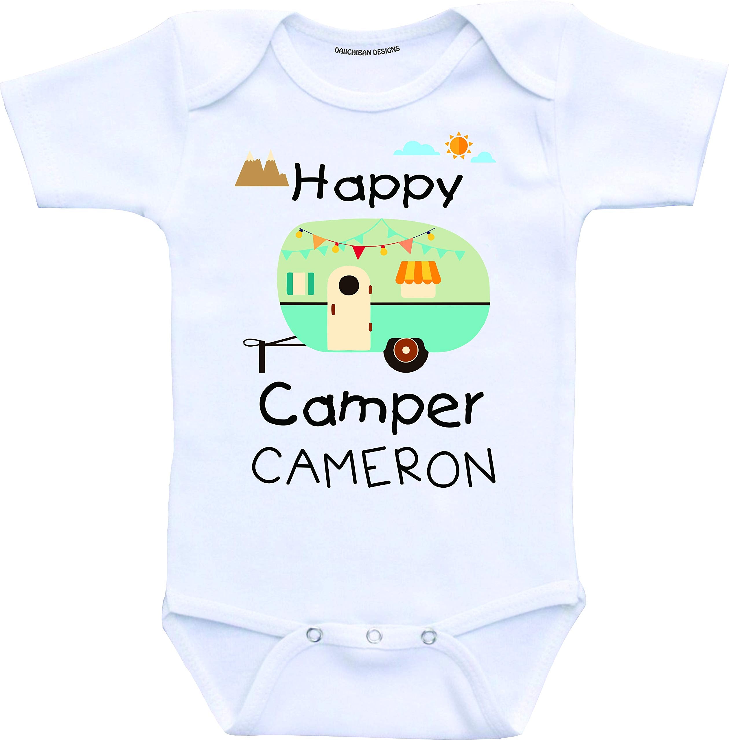 Daiichiban Designs Happy camper baby clothes Personalized baby gift