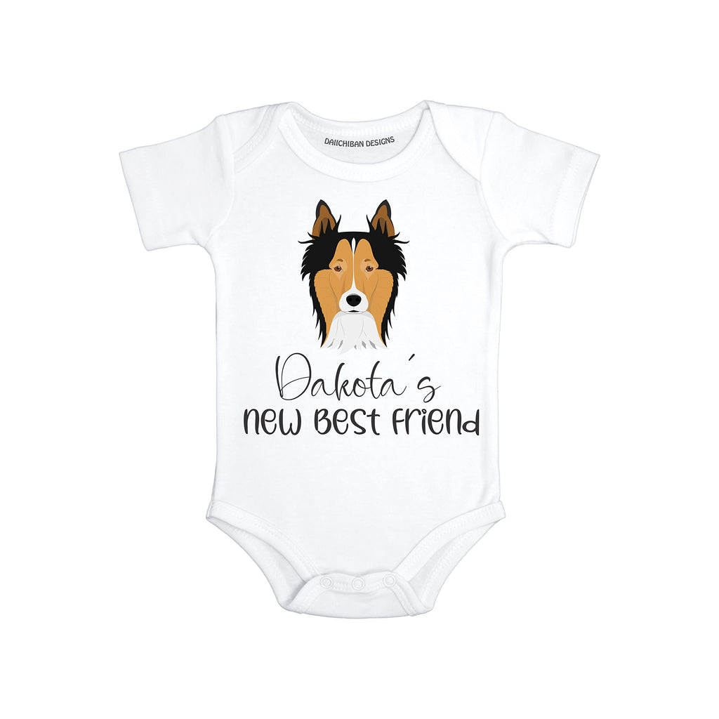 Personalized Dog baby bodysuit Collie baby clothes