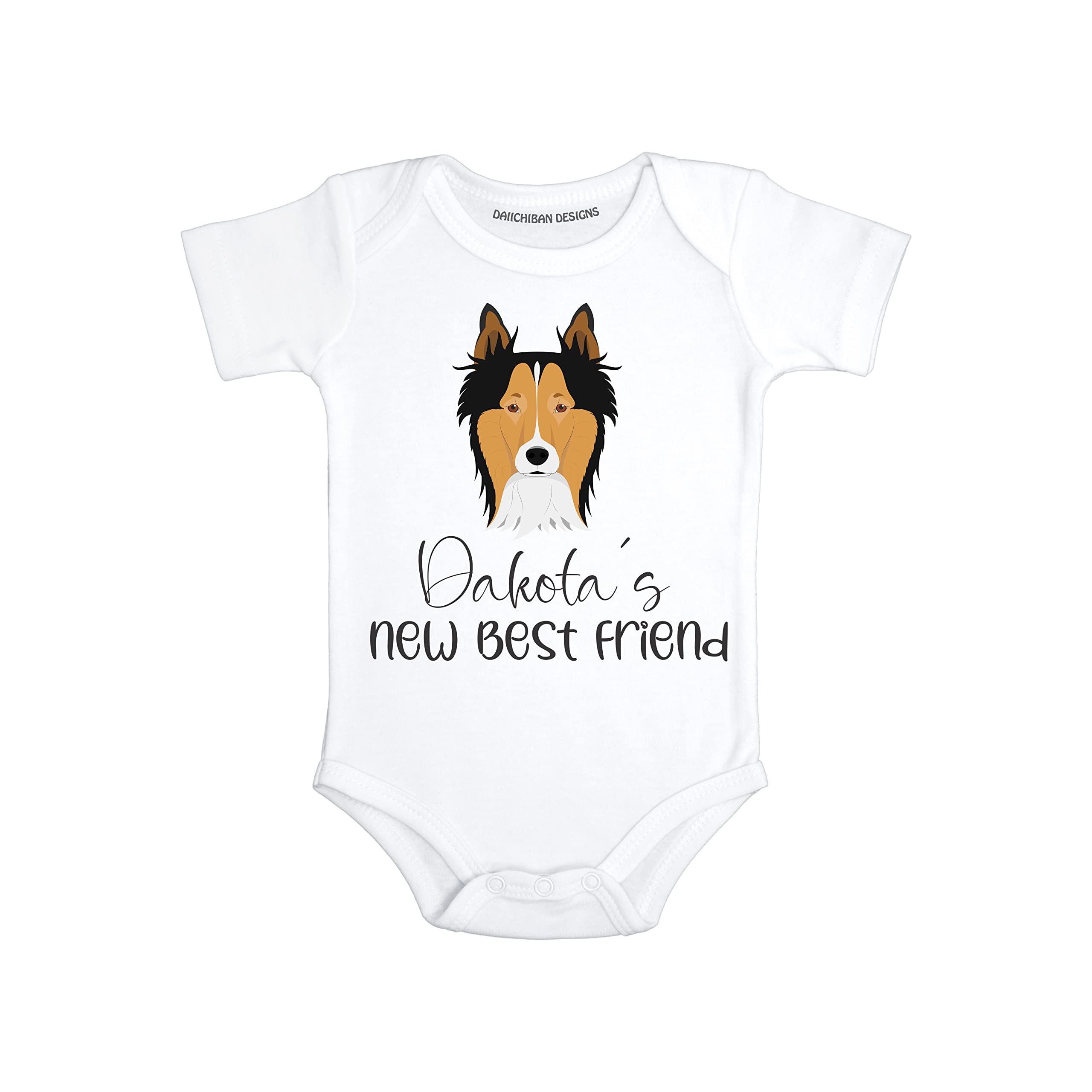 Personalized Dog baby bodysuit Collie baby clothes