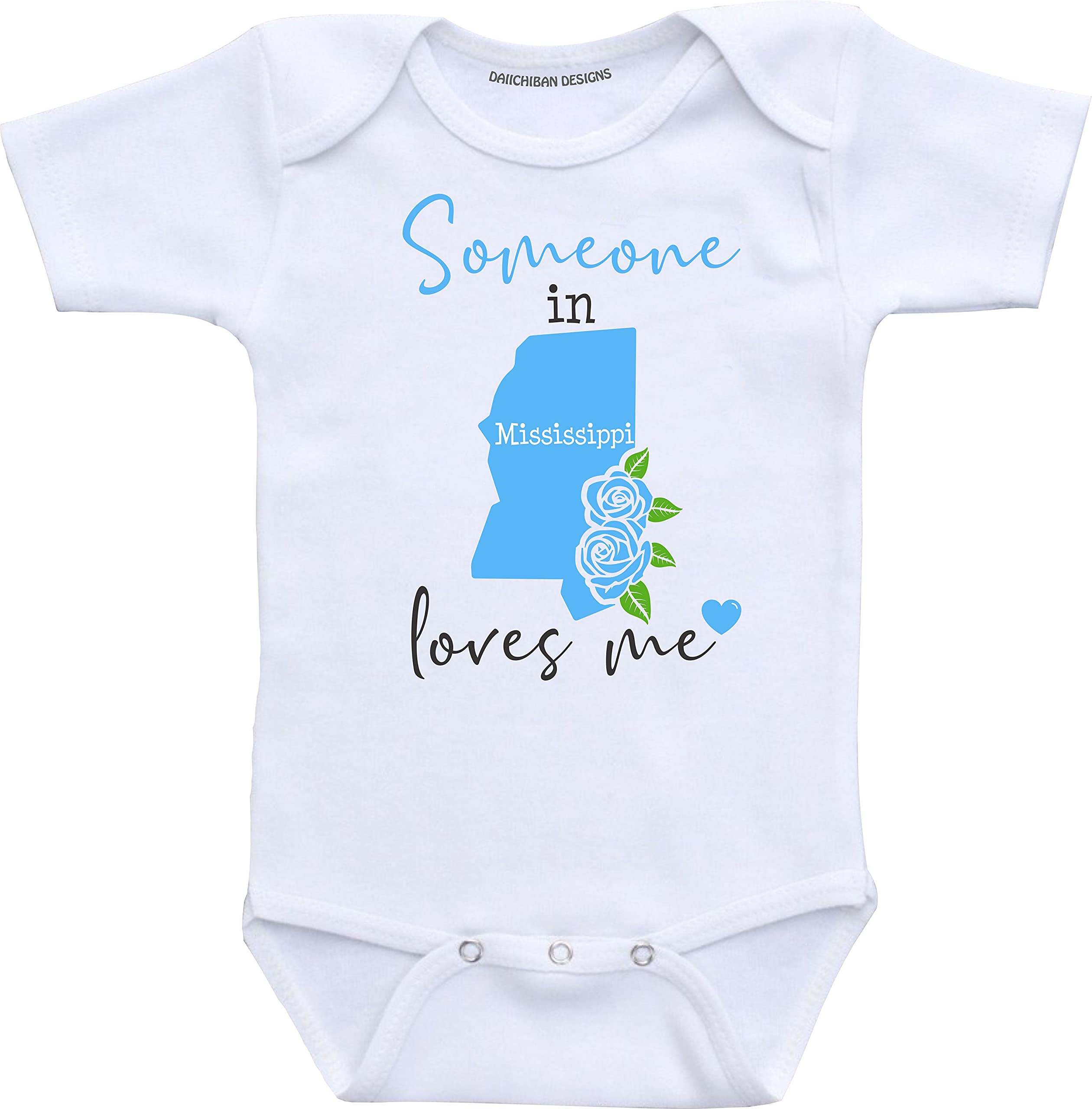 Daiichiban Designs Someone in Mississippi loves me baby clothes infant romper
