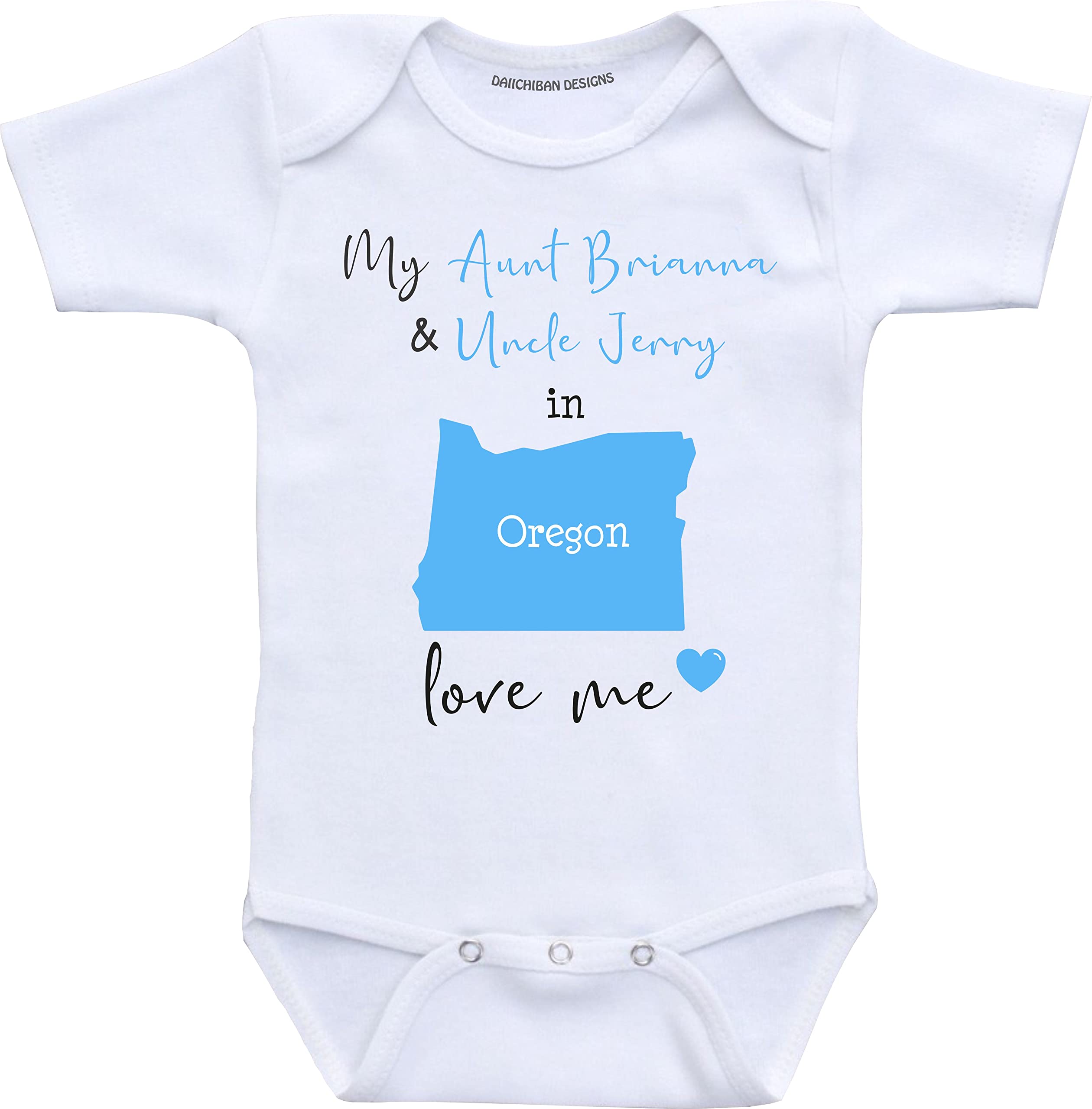Daiichiban Designs Aunt and Uncle baby gifts Customizable Oregon baby clothes