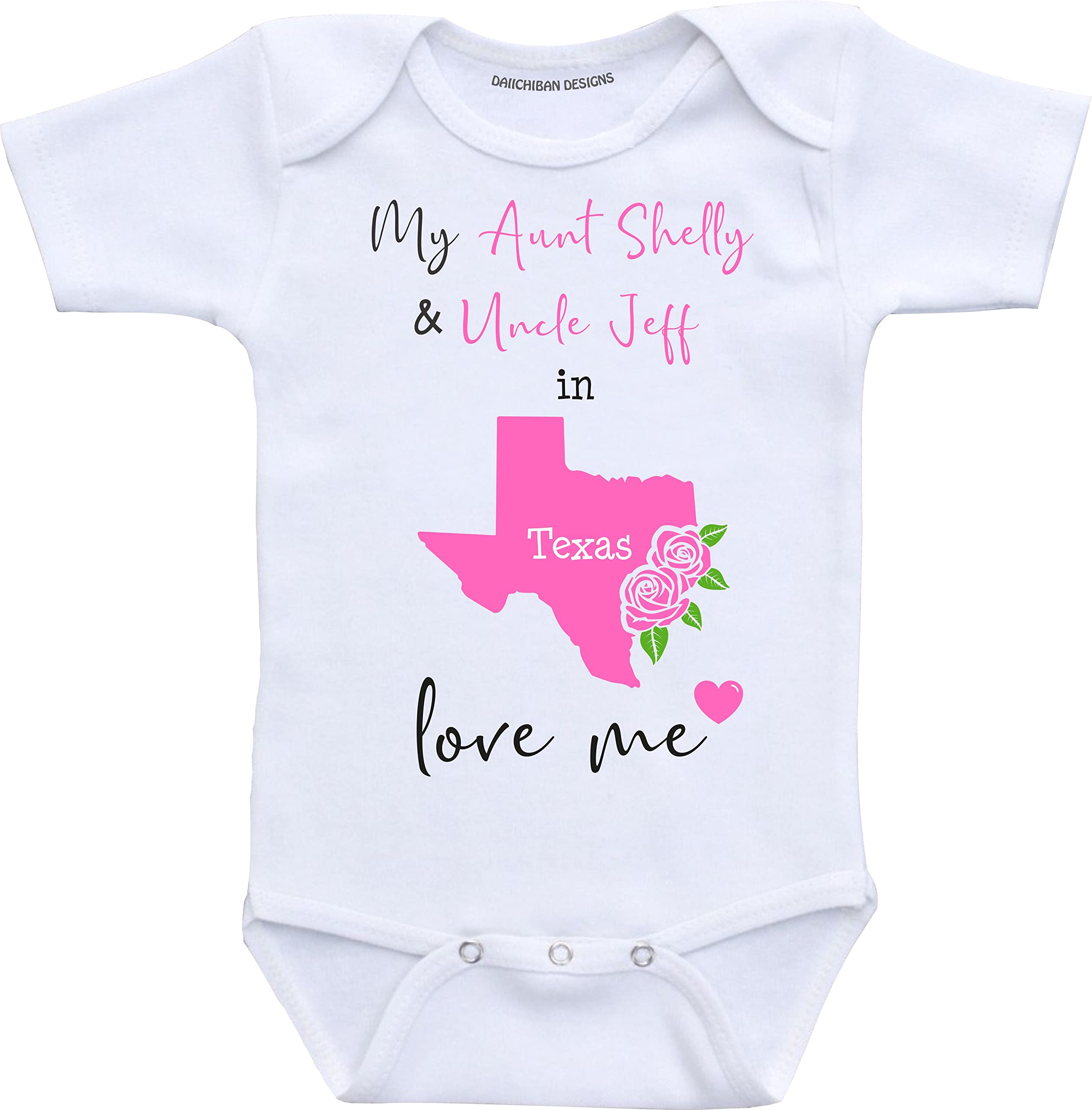 Daiichiban Designs Custom Aunt and Uncle baby gifts Texas baby clothes