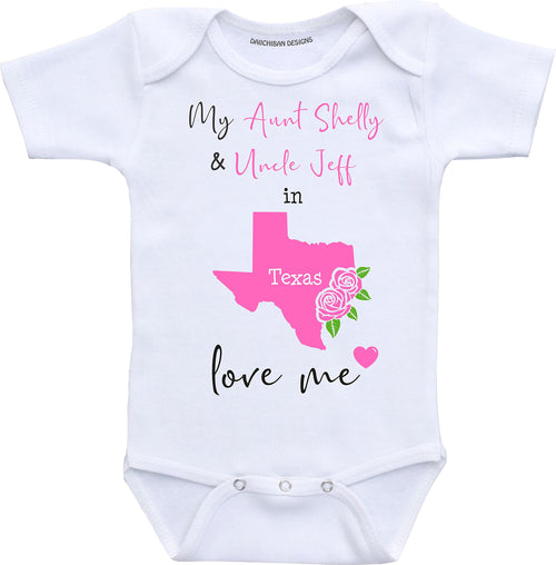 Daiichiban Designs Custom Aunt and Uncle baby gifts Texas baby clothes