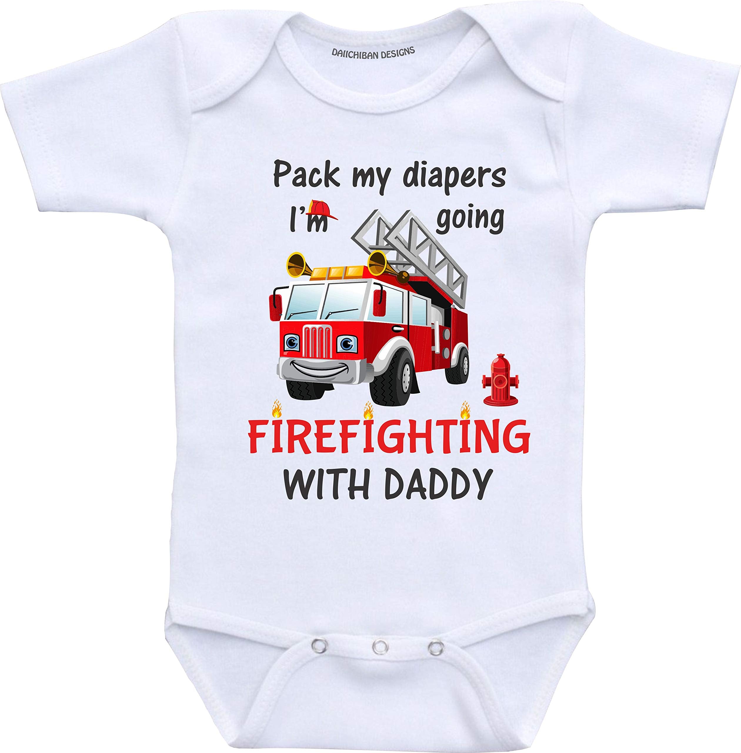 Daiichiban Designs Firefighter Infant Clothes Fireman Baby Outfit Bodysuit