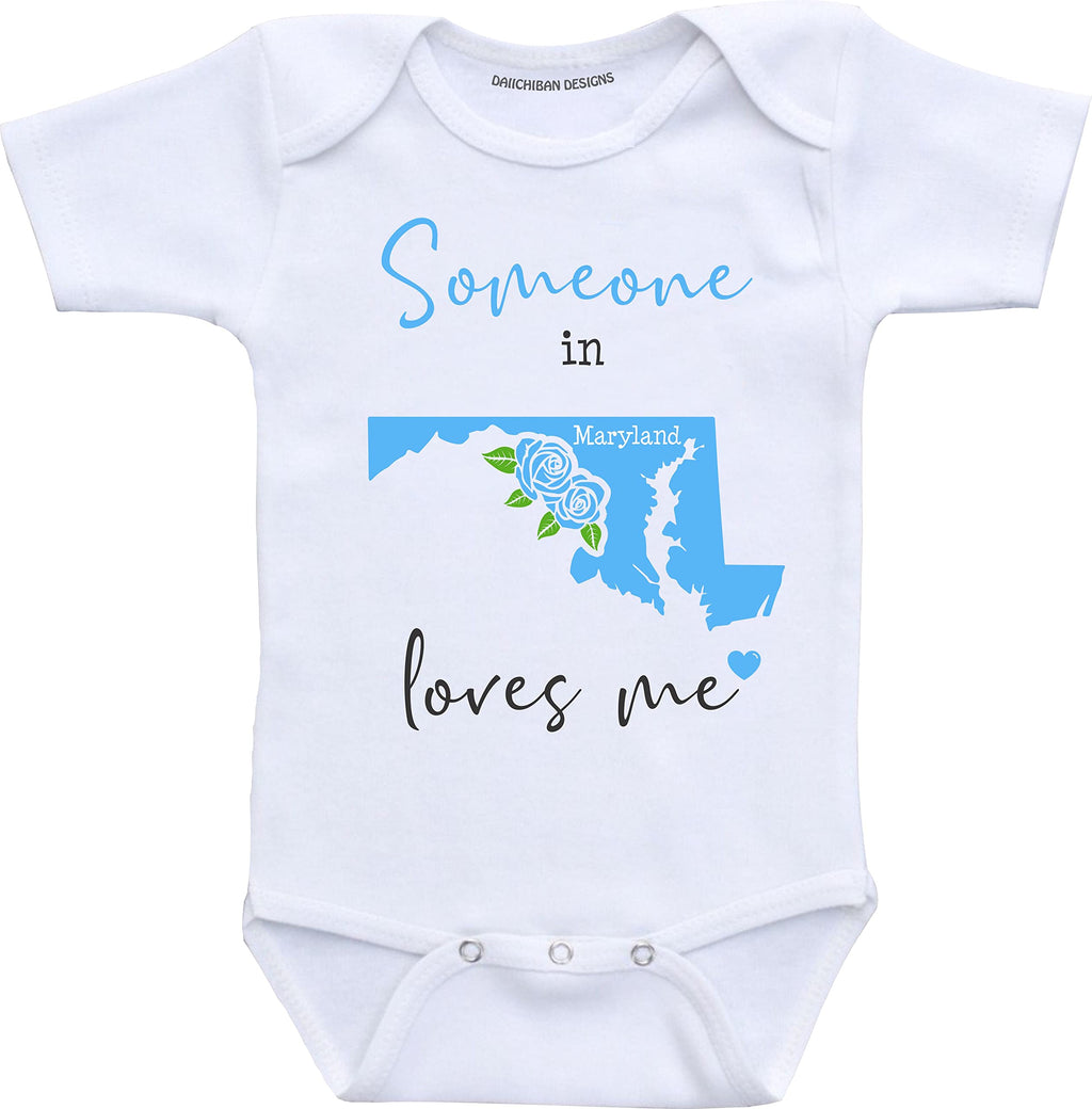 Daiichiban Designs Someone in Illinois loves me baby clothes infant creeper State customized gifts for babies