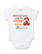 Daiichiban Designs Personalized Firefighter Baby Bodysuit – “Firefighters Make the Cutest Babies” with Custom Name