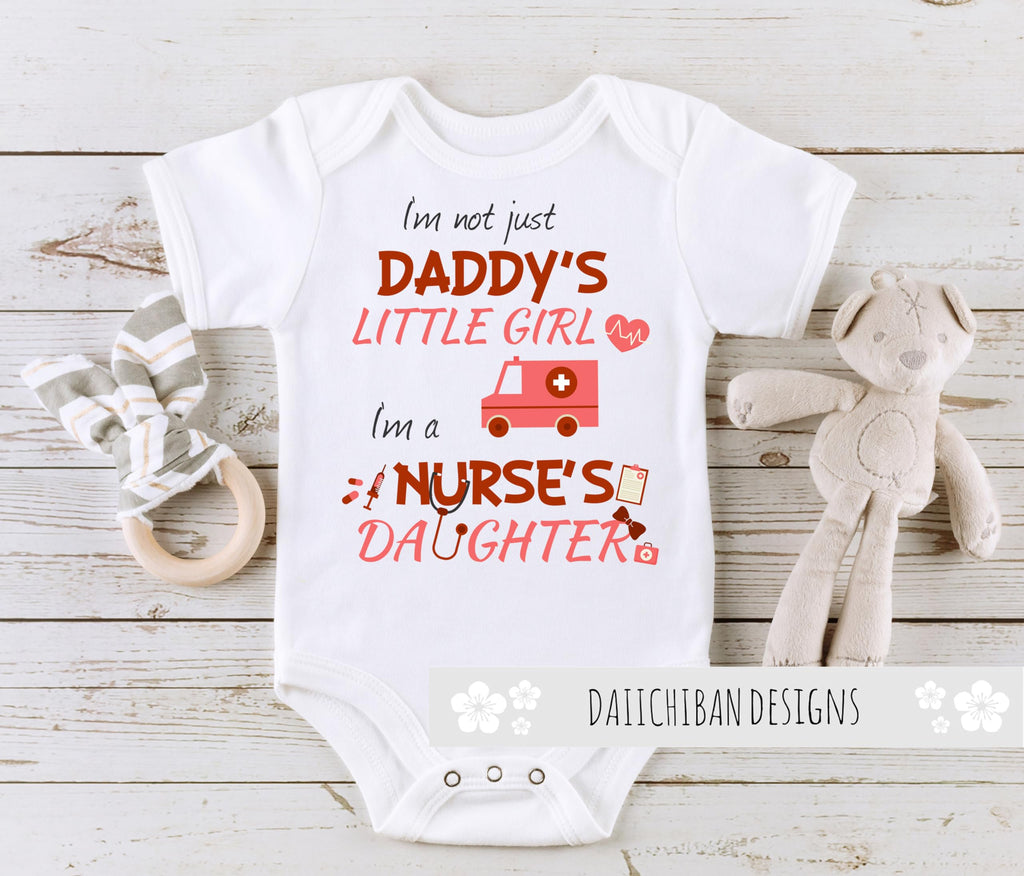 Daiichiban Designs My Daddy is a Nurse Baby Outfit (3 Months) White
