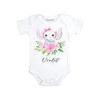Daiichiban Designs Personalized baby girl gifts with name Elephant baby girl clothes